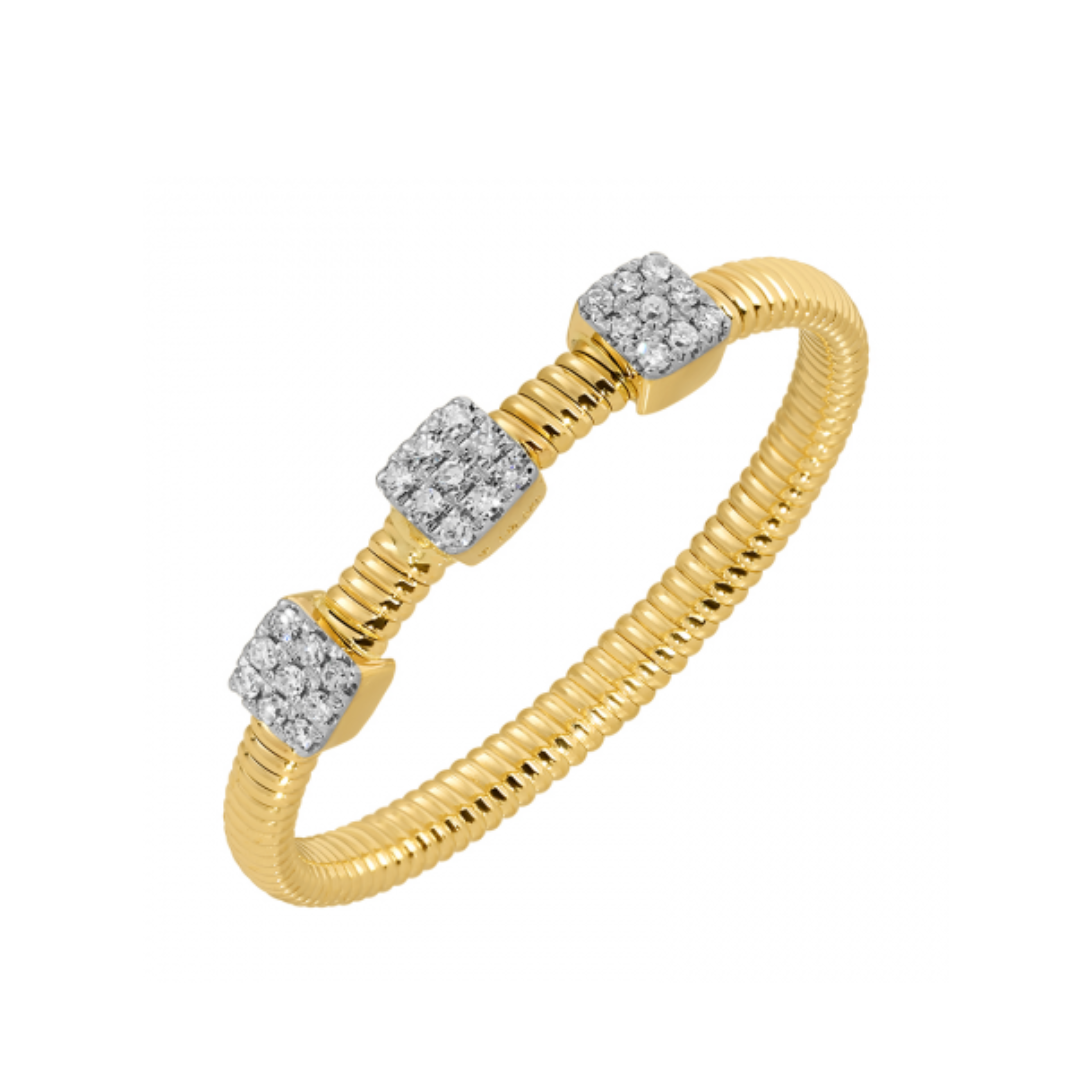 Diamond Triple Square Station Ring