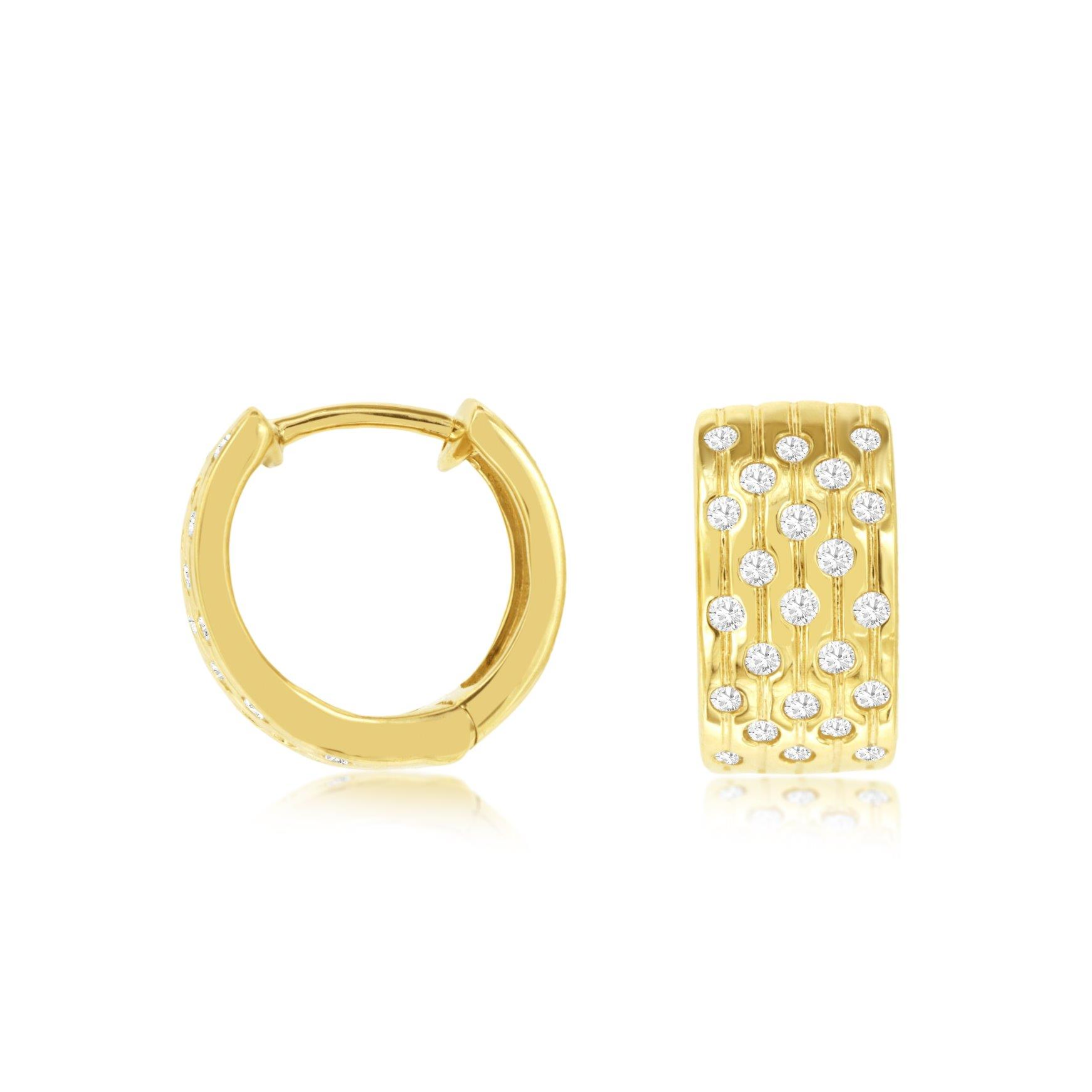 Cobblestone Diamond Chunky Huggie Hoops