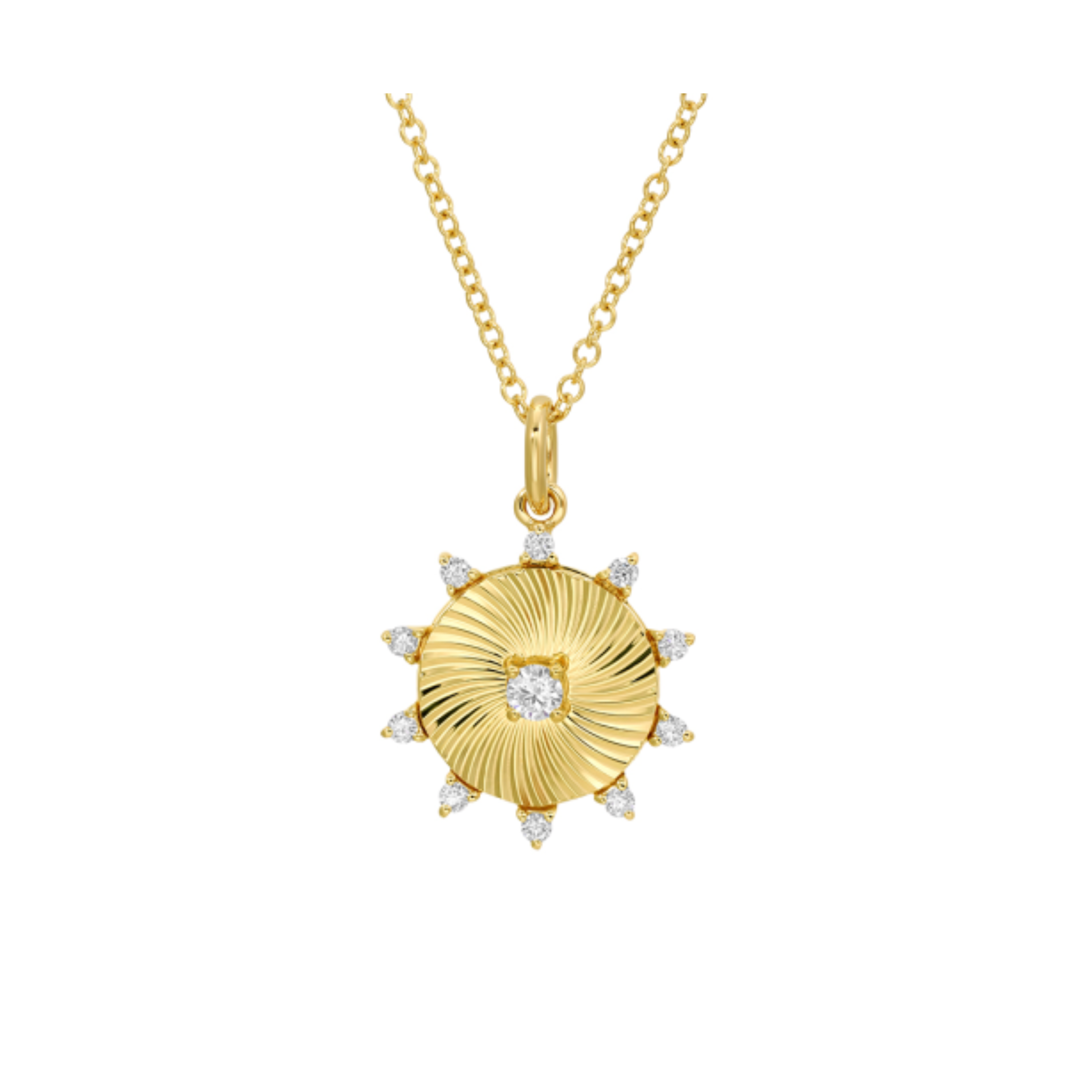 Fluted Circle Diamond Necklace