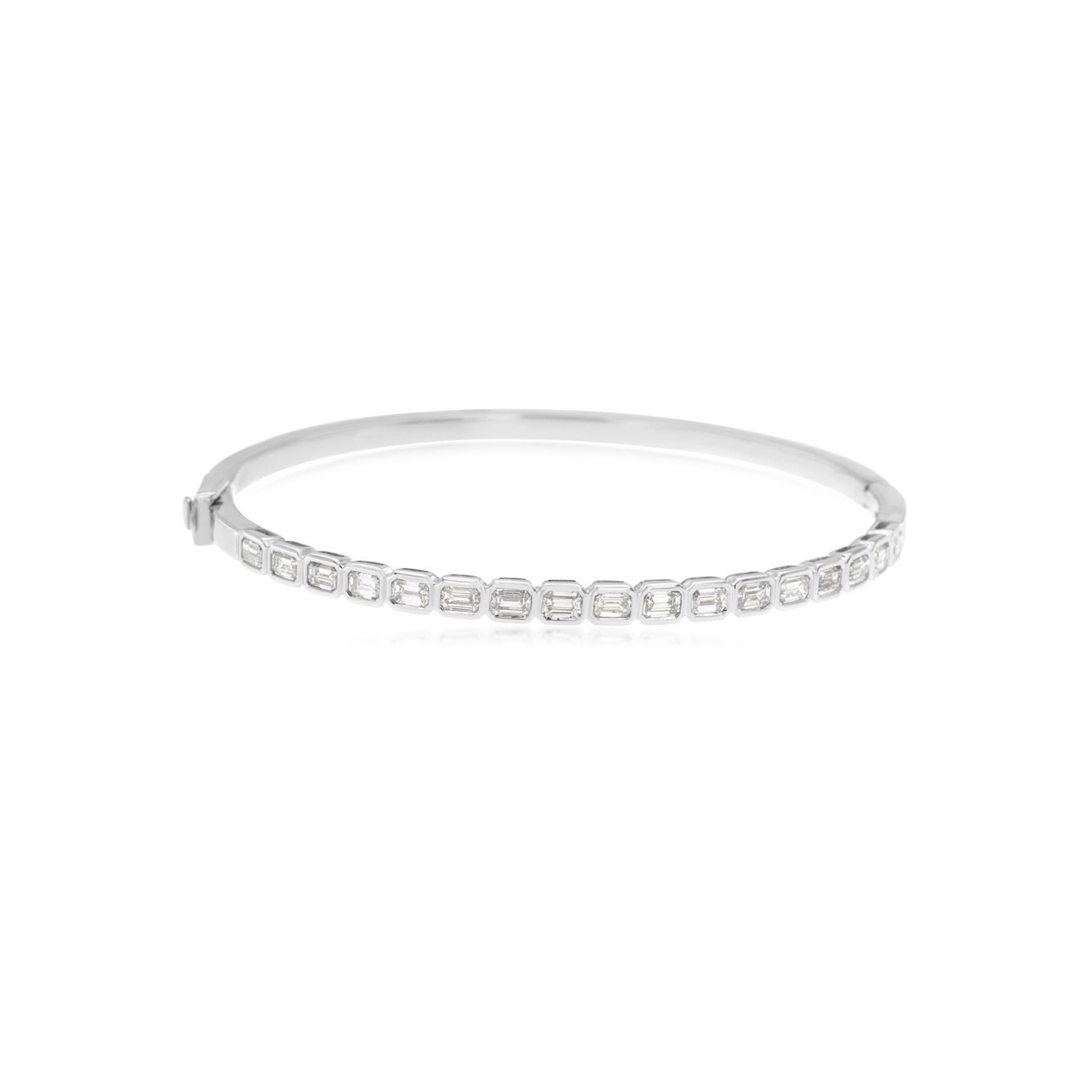 Bezel Set Emerald Cut Diamond Bangle
