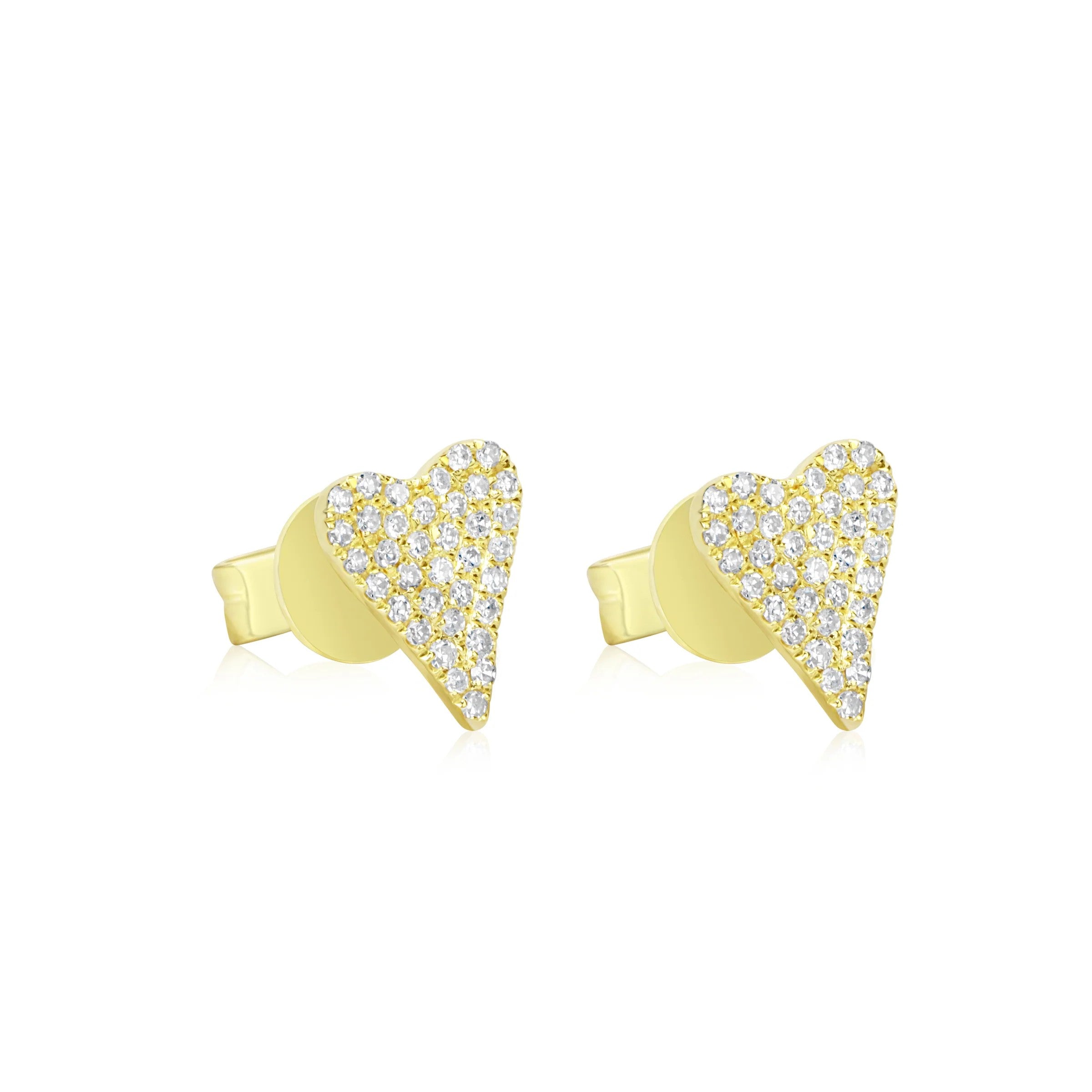 Heart Yellow Gold Diamond Studs