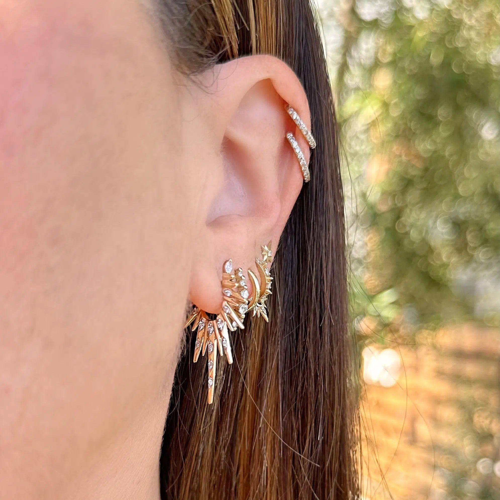 Elongated Love Explosion Diamond Earrings