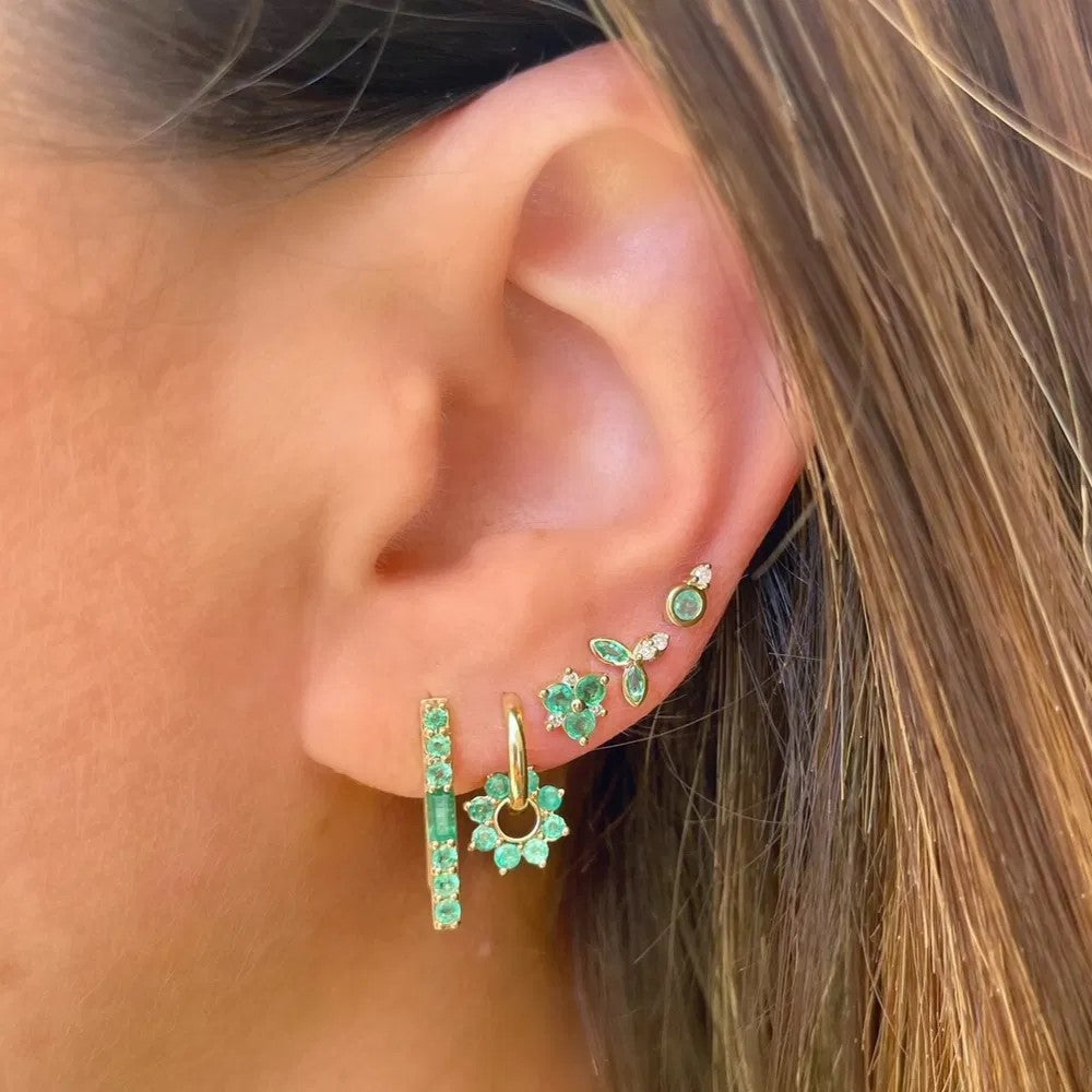 Emerald and Diamond Two-Sided Rectangular Hoops