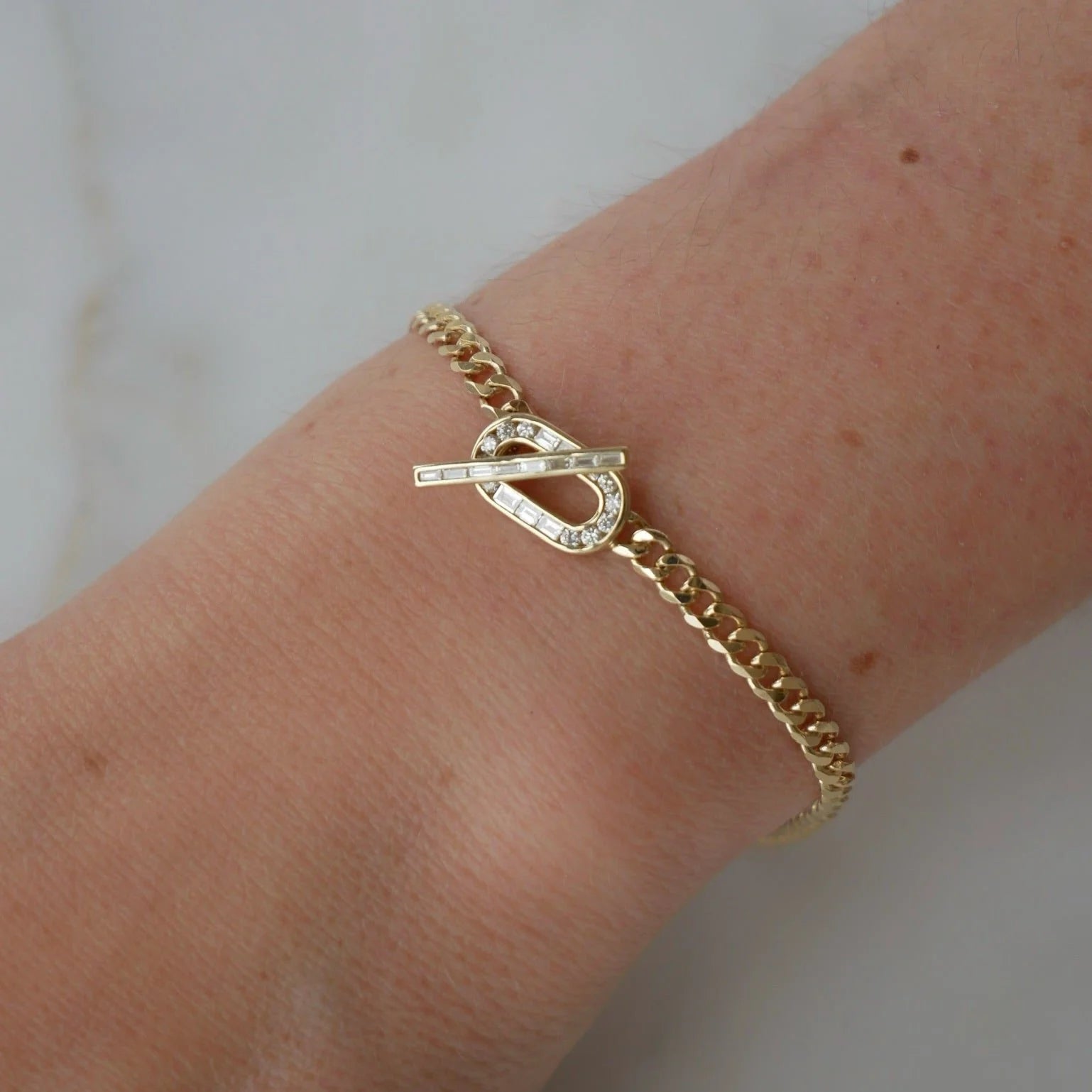 Diamond Toggle Curb Chain Bracelet