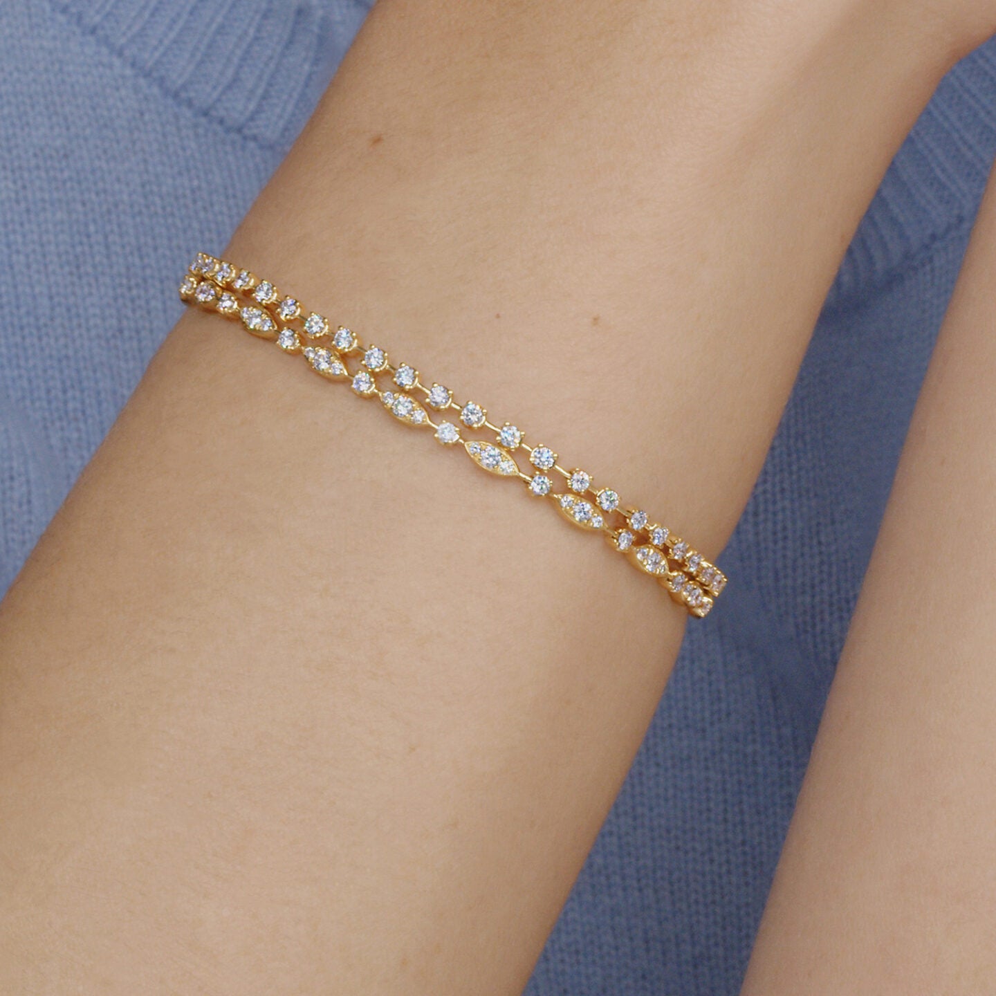 Double Line Bracelet with Diamonds