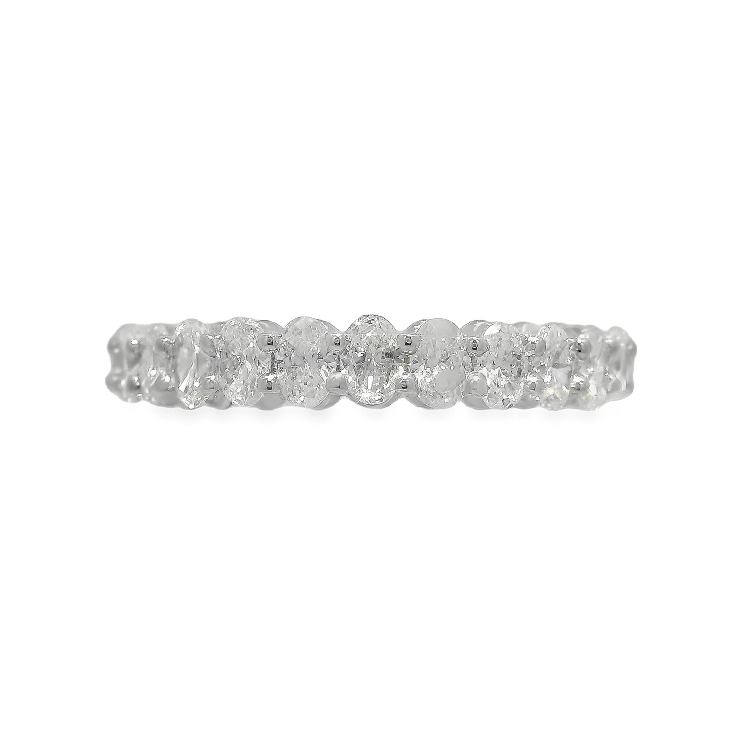 North/South Shared Prong Oval Diamond Anniversary Band