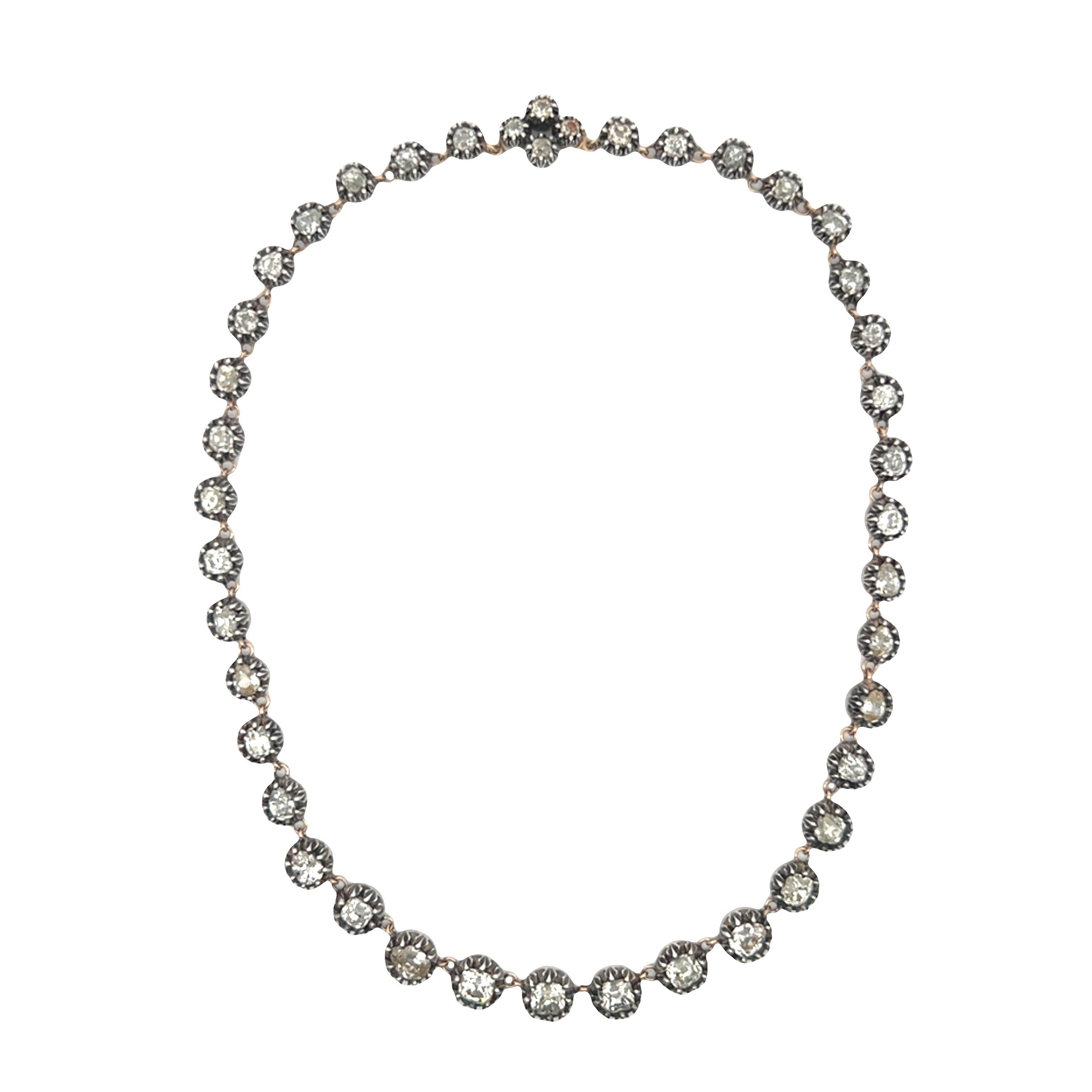 Vintage Collet Set Diamond Rivière Necklace