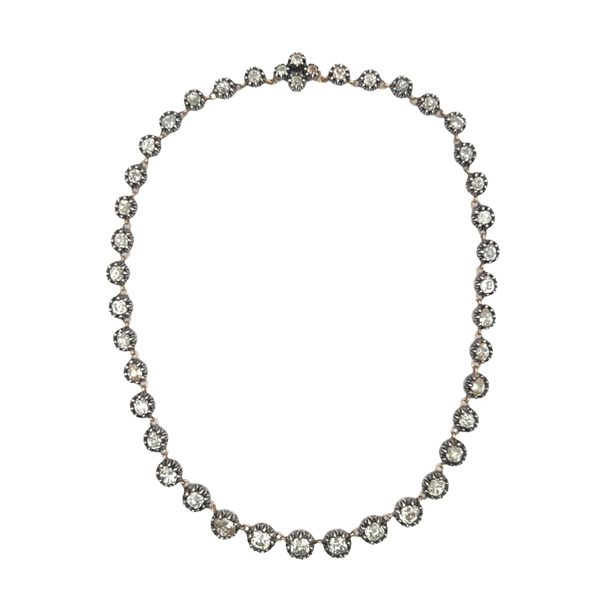 Vintage Collet Set Diamond Riviera Necklace