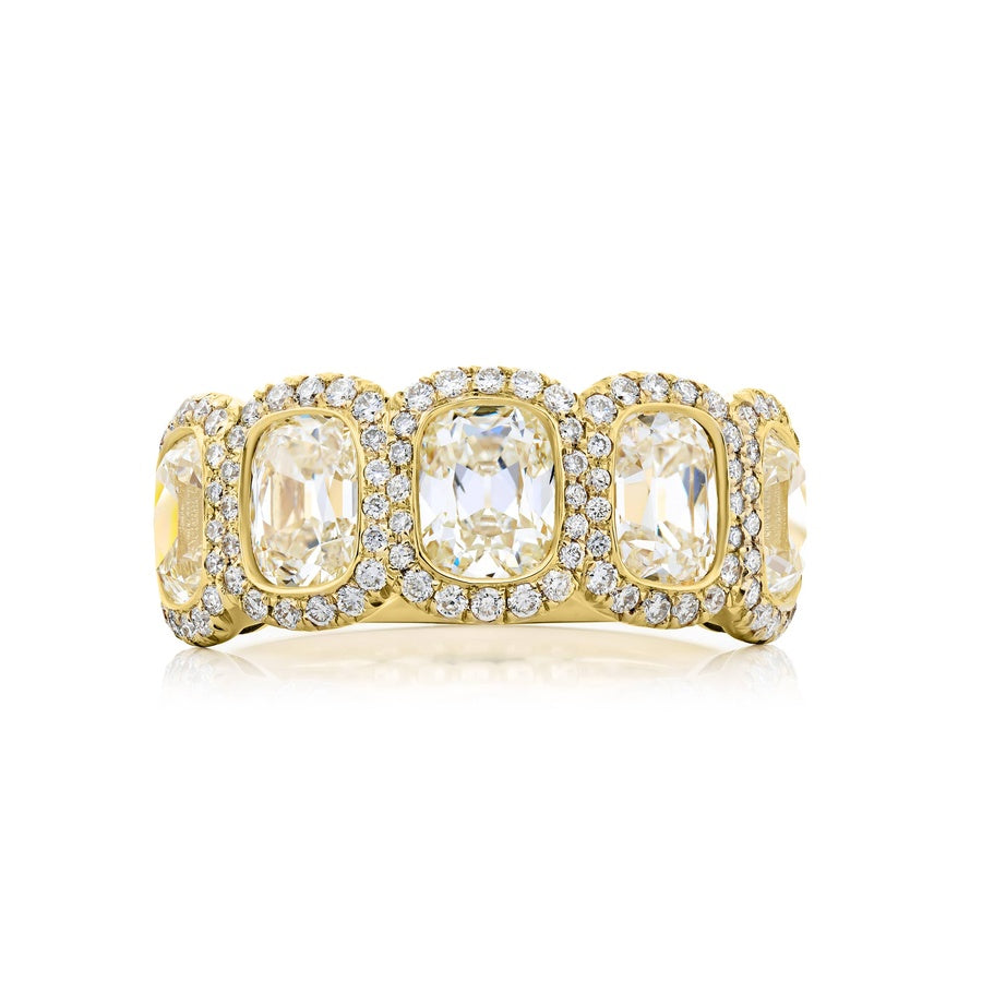 18K Yellow Gold Diamond Single-Row Bezel Set Micro Pave Band