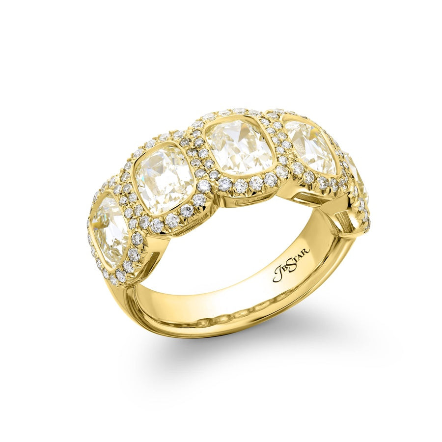 18K Yellow Gold Diamond Single-Row Bezel Set Micro Pave Band