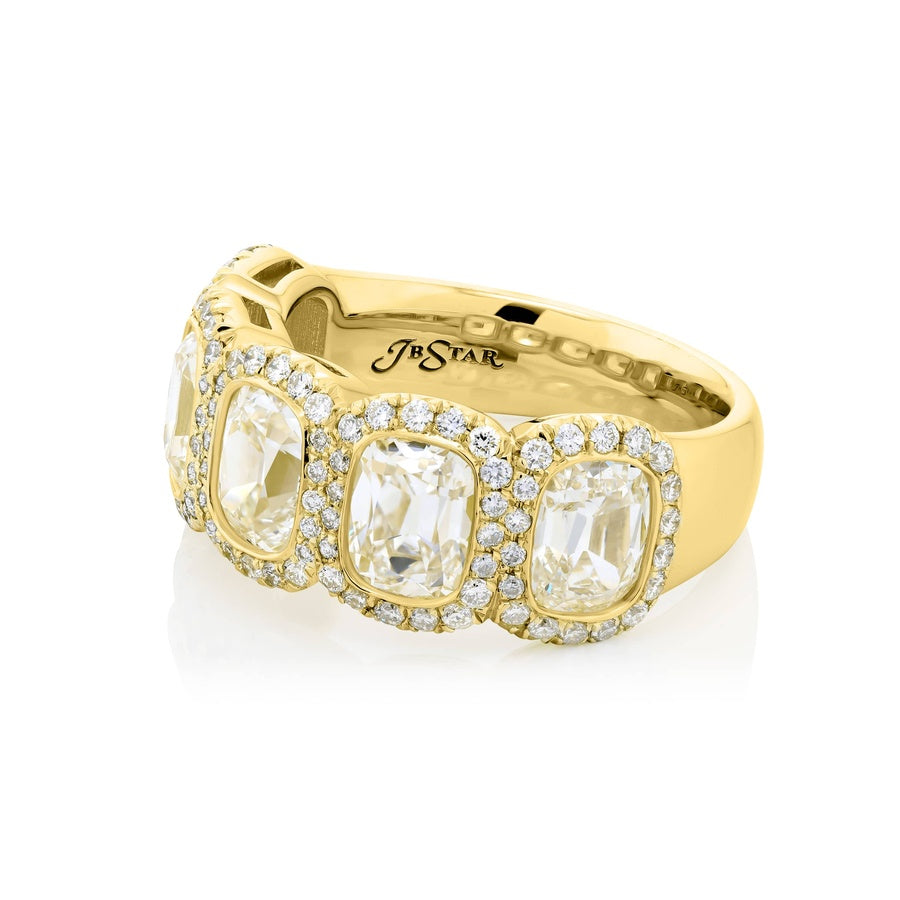 18K Yellow Gold Diamond Single-Row Bezel Set Micro Pave Band