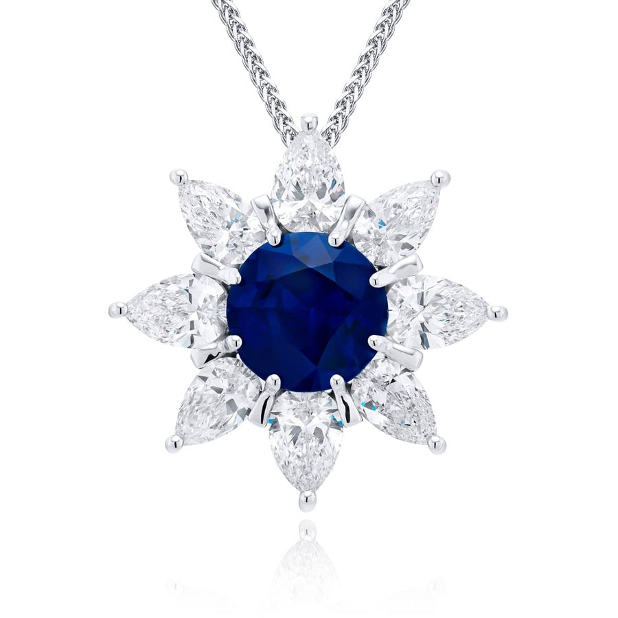 Platinum Round Sapphire Certified Pendant