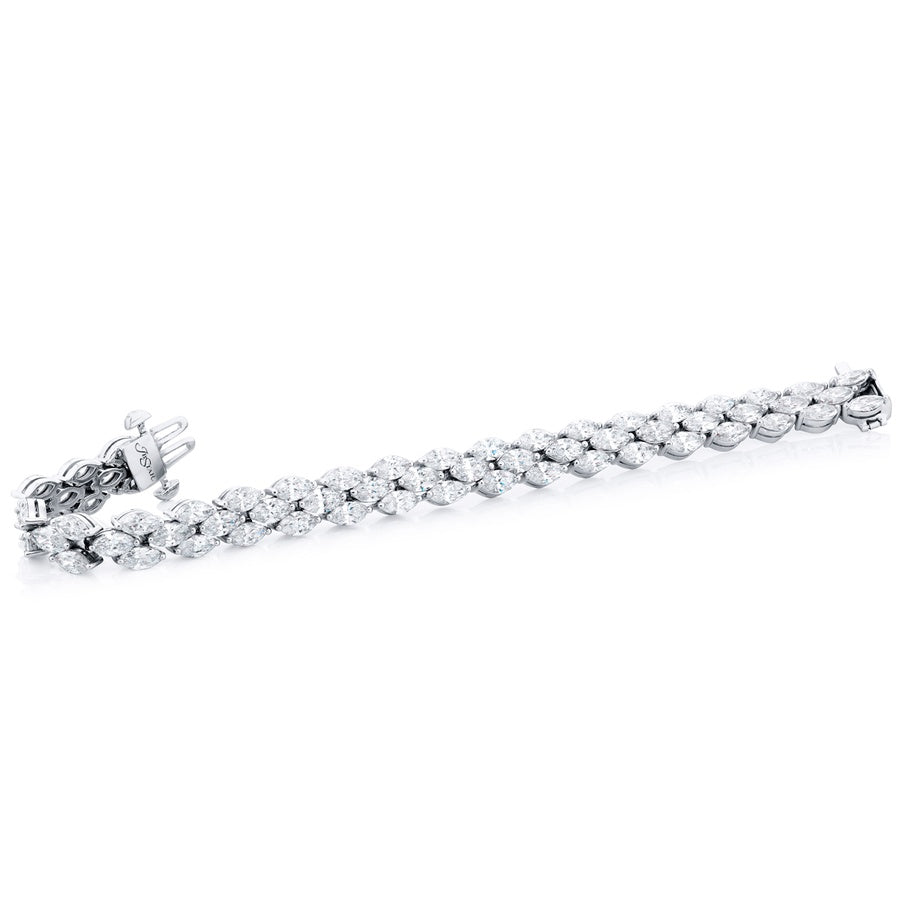 Platinum Marquise Diamond Floral Bracelet