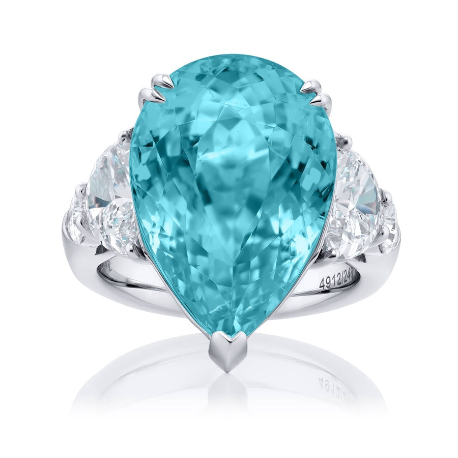 Platinum Pear-Shaped Paraiba Certified Ring