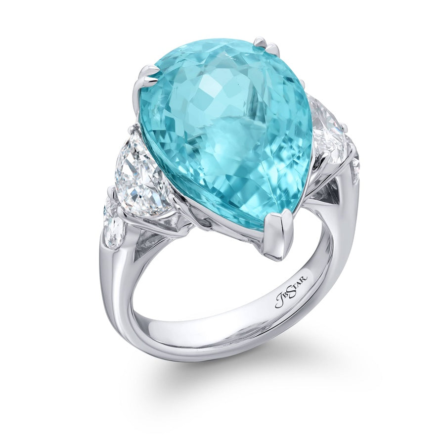 Platinum Pear-Shaped Paraiba Certified Ring