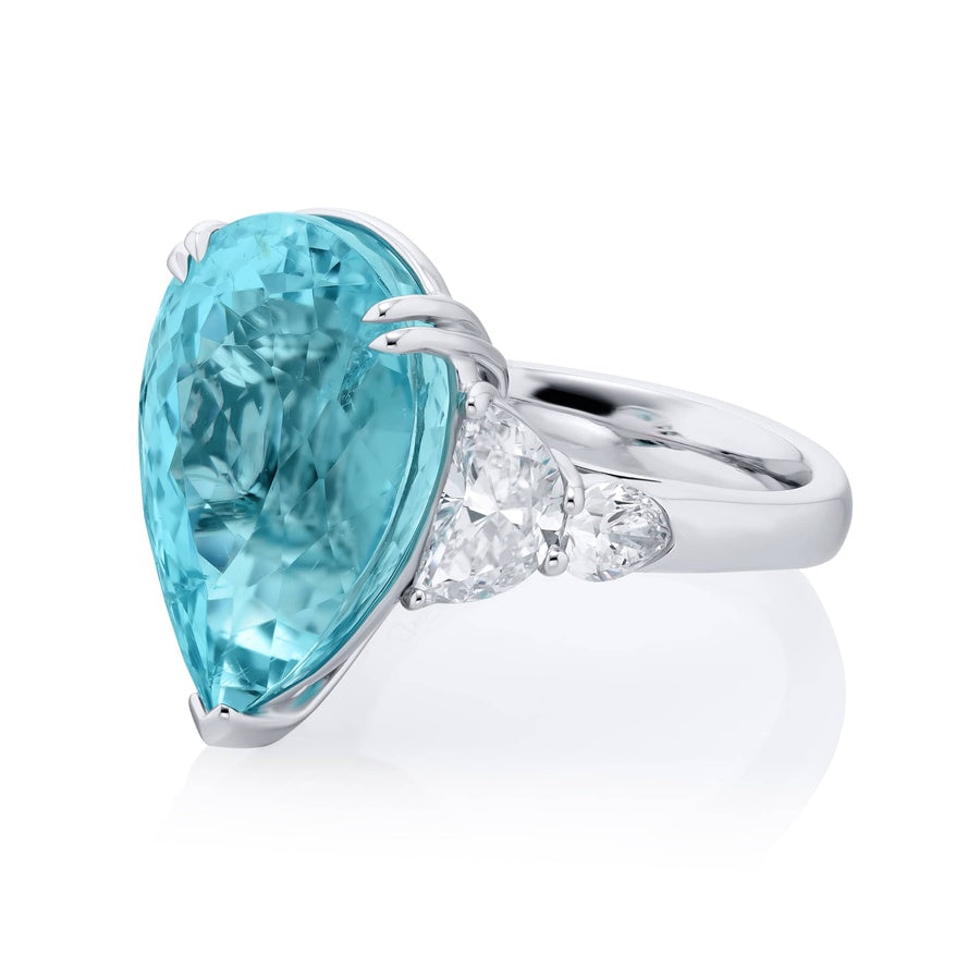 Platinum Pear-Shaped Paraiba Certified Ring