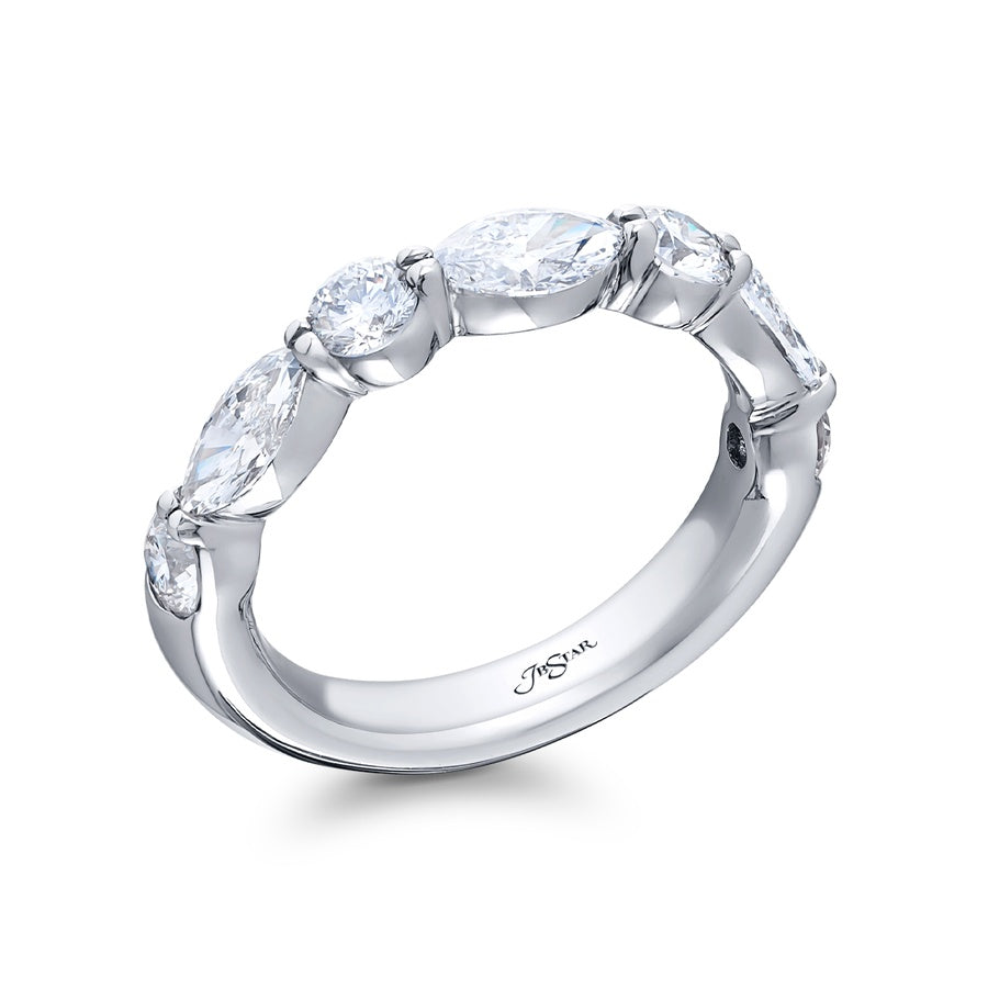Platinum Round and Marquise Diamond East-West Band