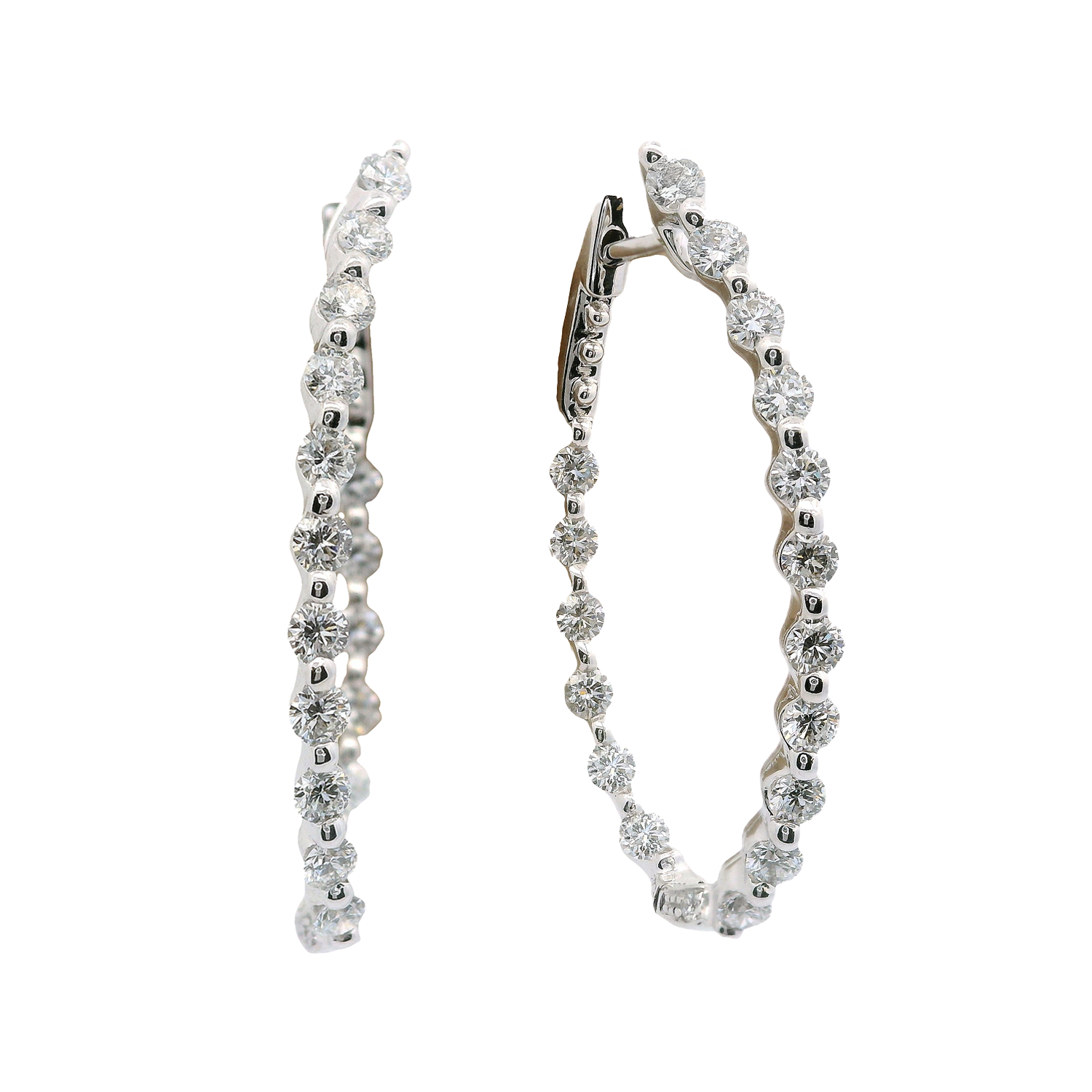 Inside-Outside Round Diamond Hoop Earrings