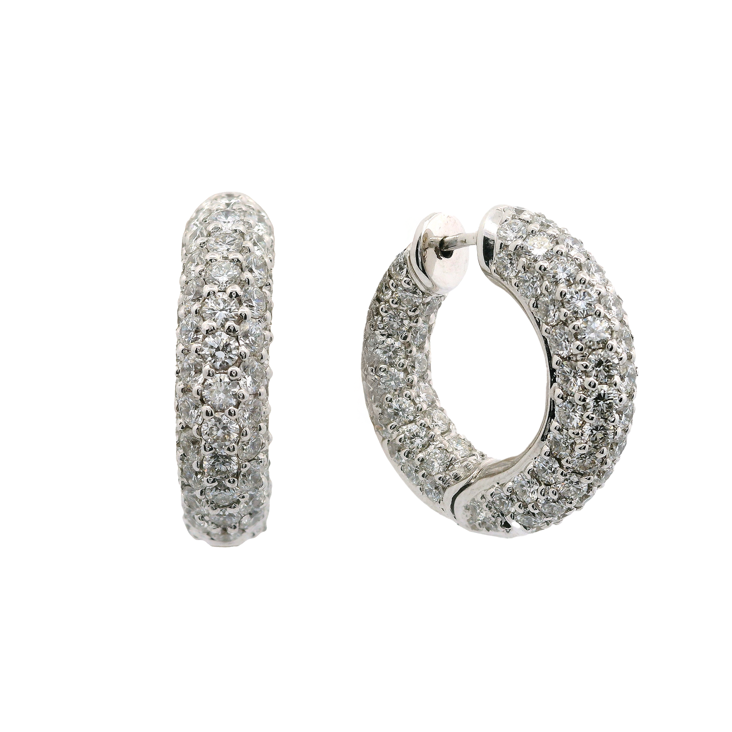 Pavé Diamond Chunky Hoop Earrings