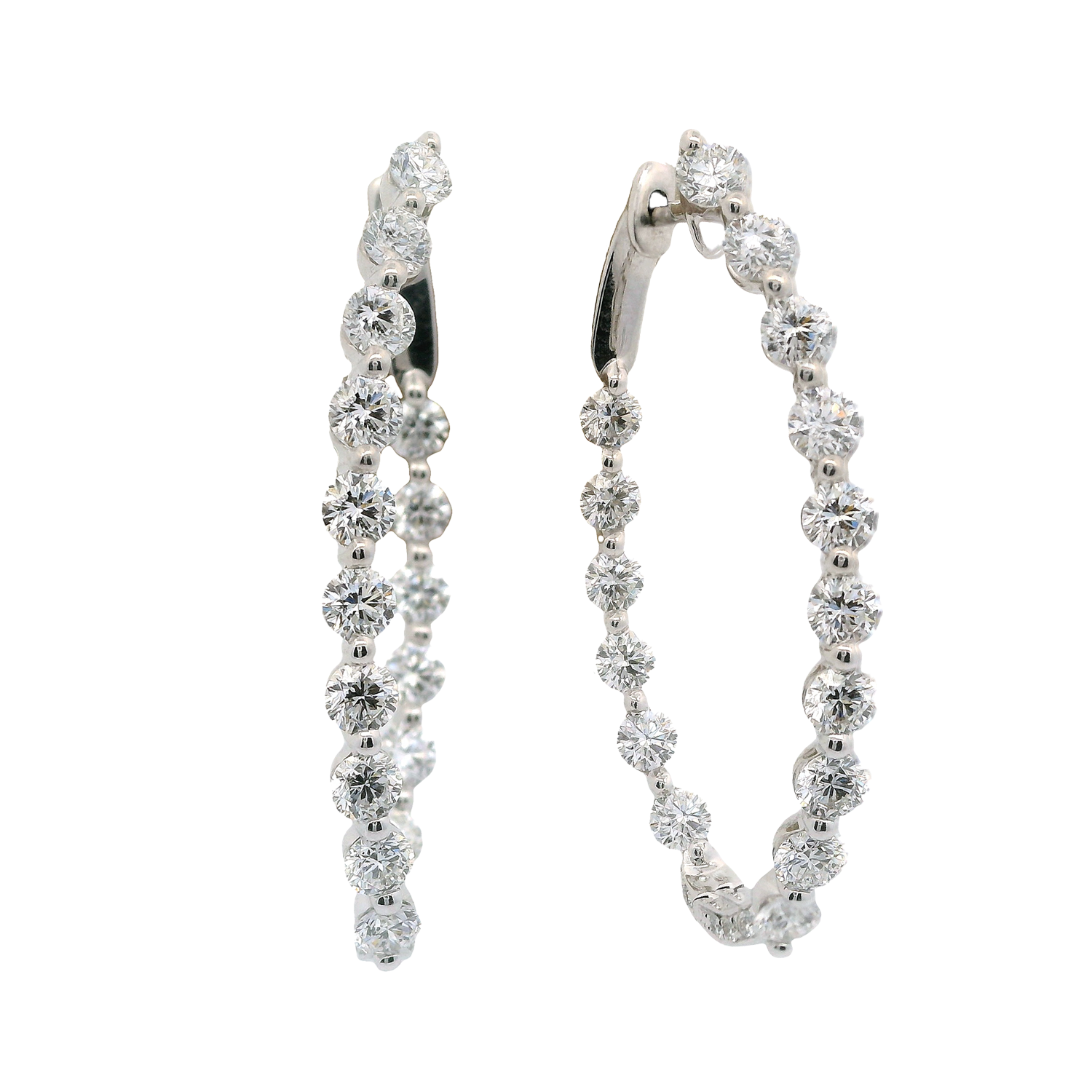 Inside-Outside Round Diamond Hoop Earrings