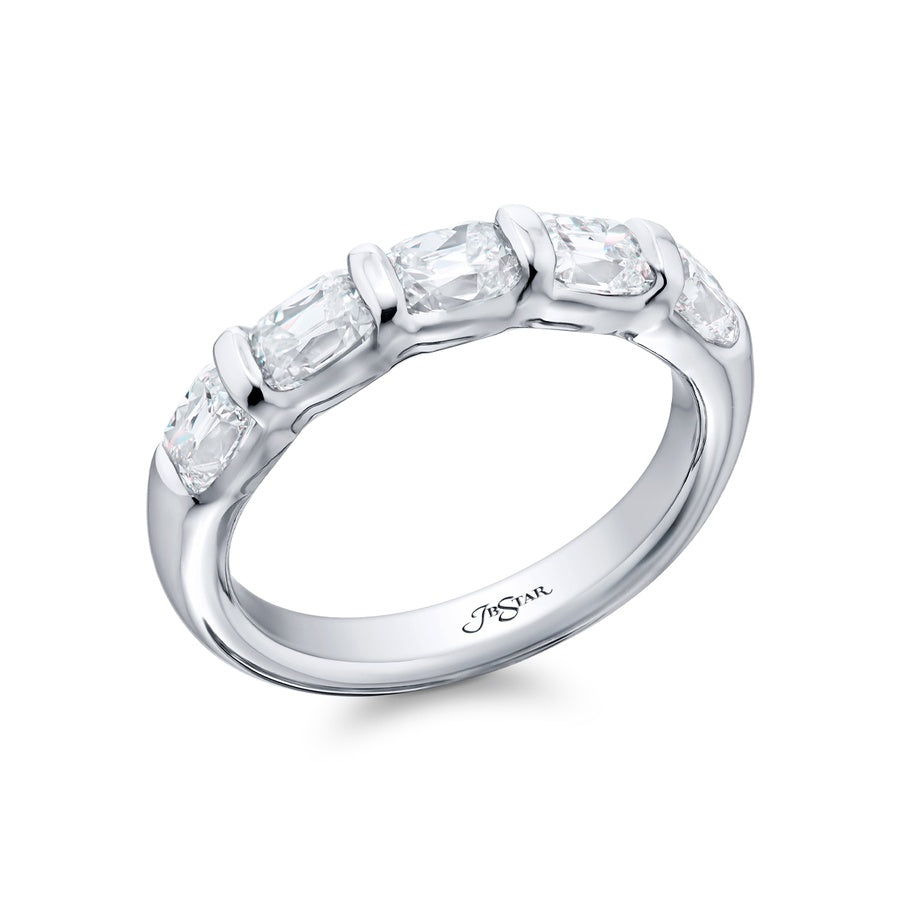Platinum Vintage Cushion-Cut Diamond East-West Bar Set Band