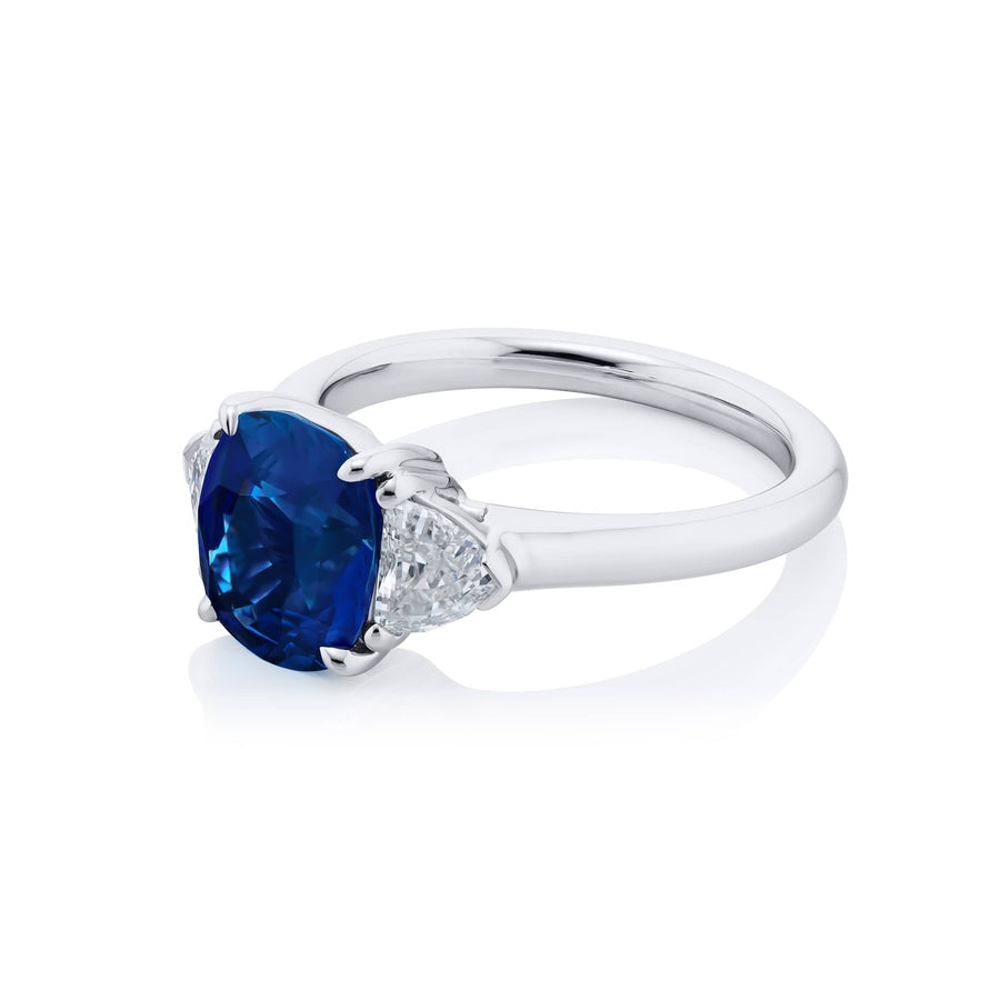 Platinum Cushion-Cut Sapphire Certified Ring