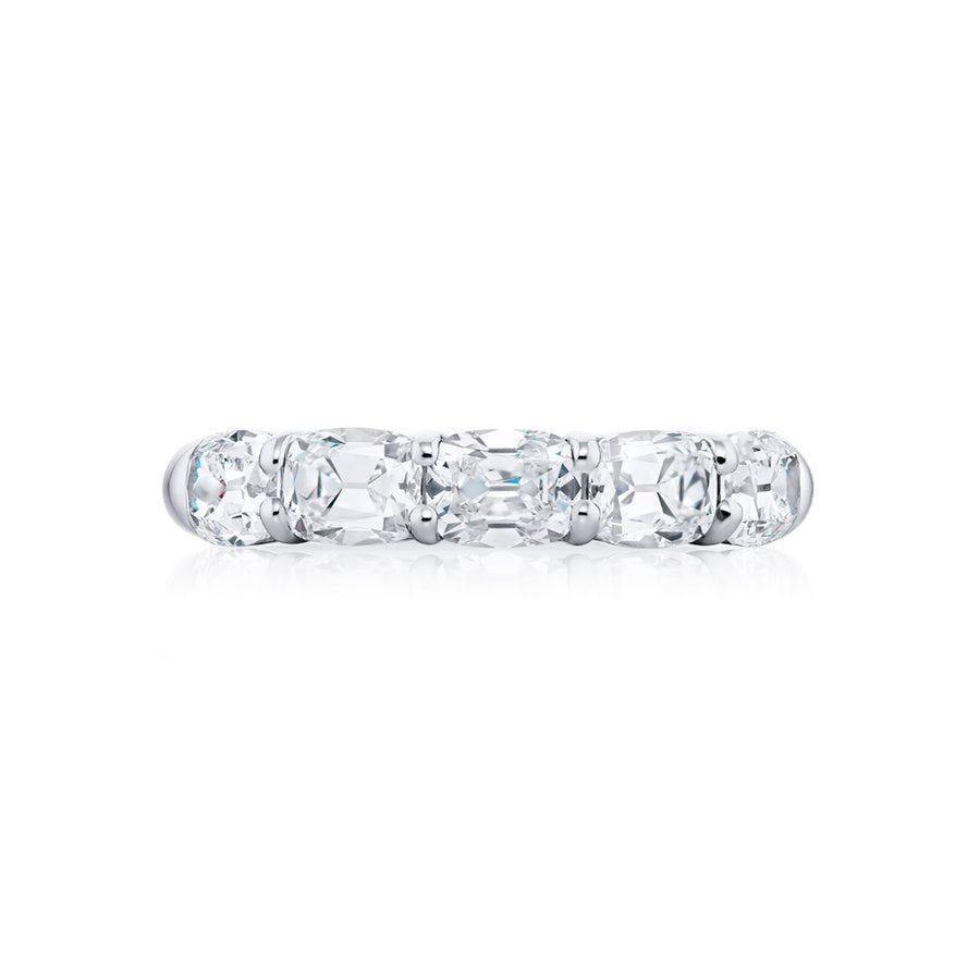 Platinum Vintage Cushion-Cut Diamond East-West Band