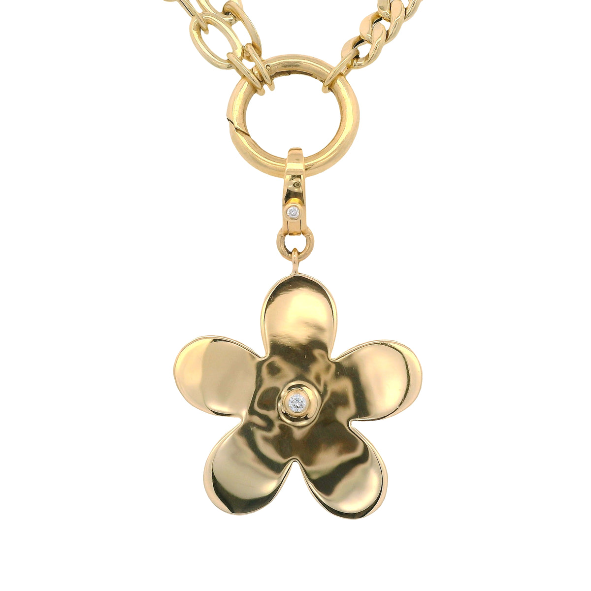 Solitaire Bezel Diamond Flower Pendant