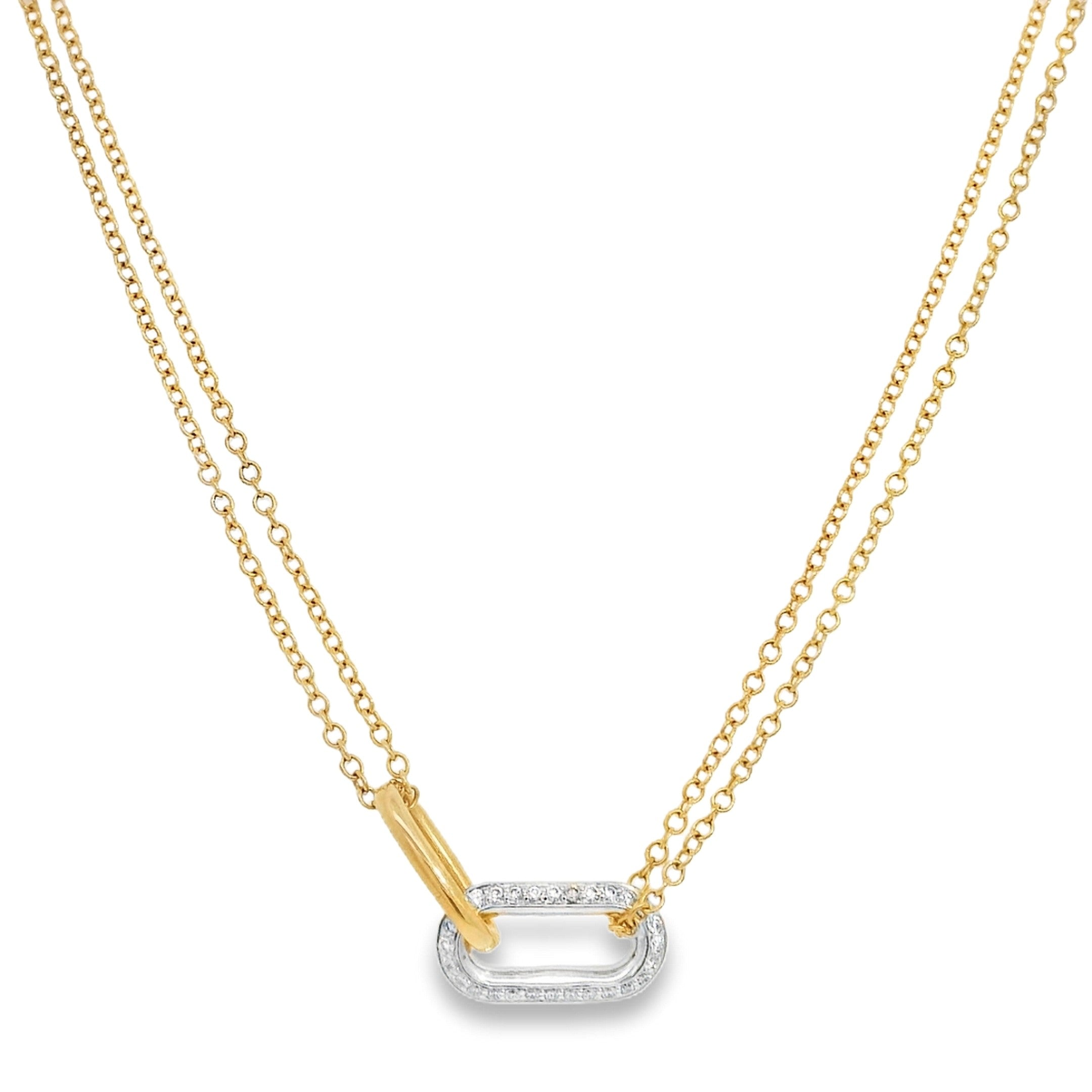 Interlocking Oval Link Necklace with Round Diamonds
