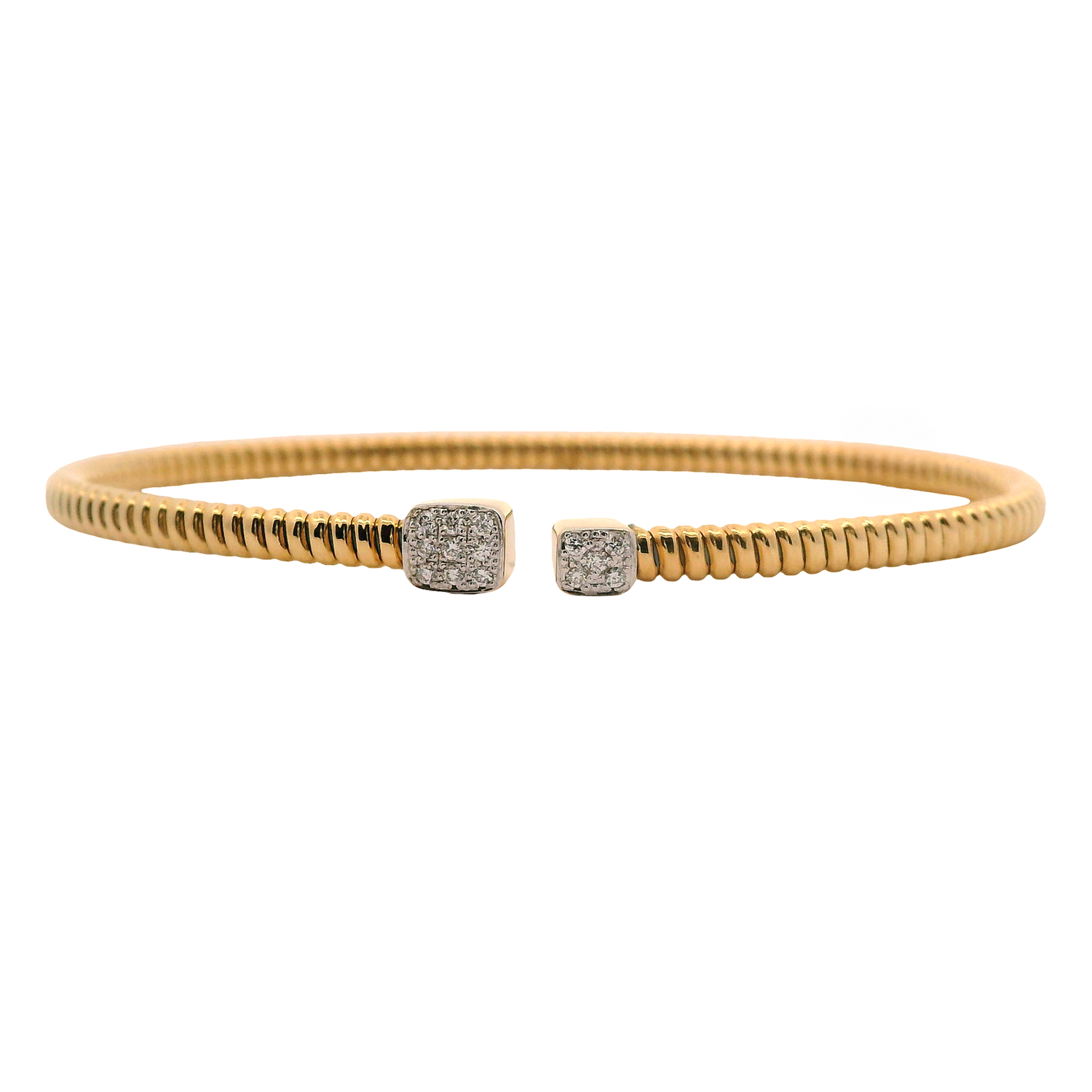Tubogas Split Cuff Bracelet with Two Square Diamond Stations