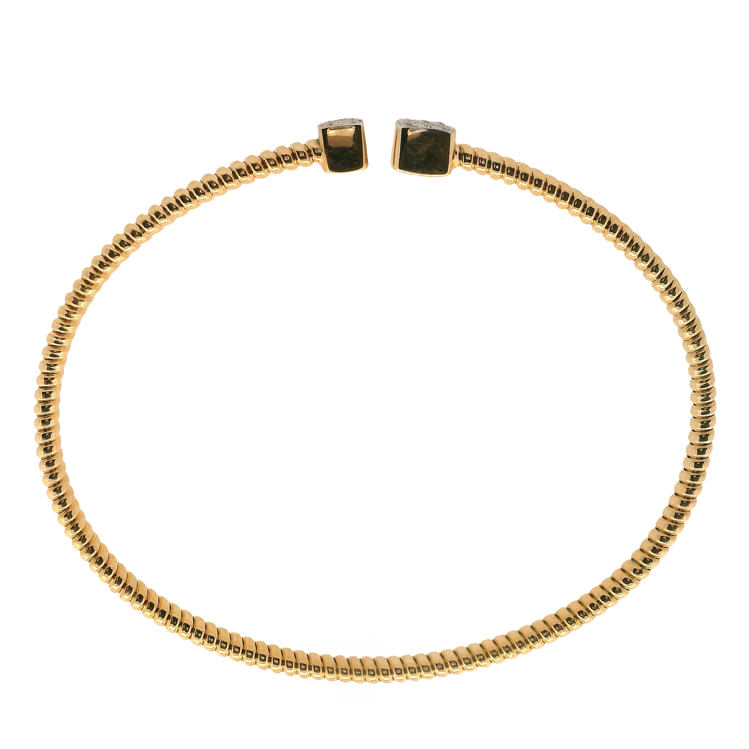 Tubogas Split Cuff Bracelet with Two Square Diamond Stations
