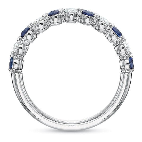 Silk Prong Alternating Diamond and Blue Sapphire Anniversary Band