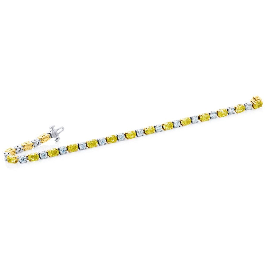 18K Yellow Gold and Platinum Oval Fancy Yellow Diamond Bracelet