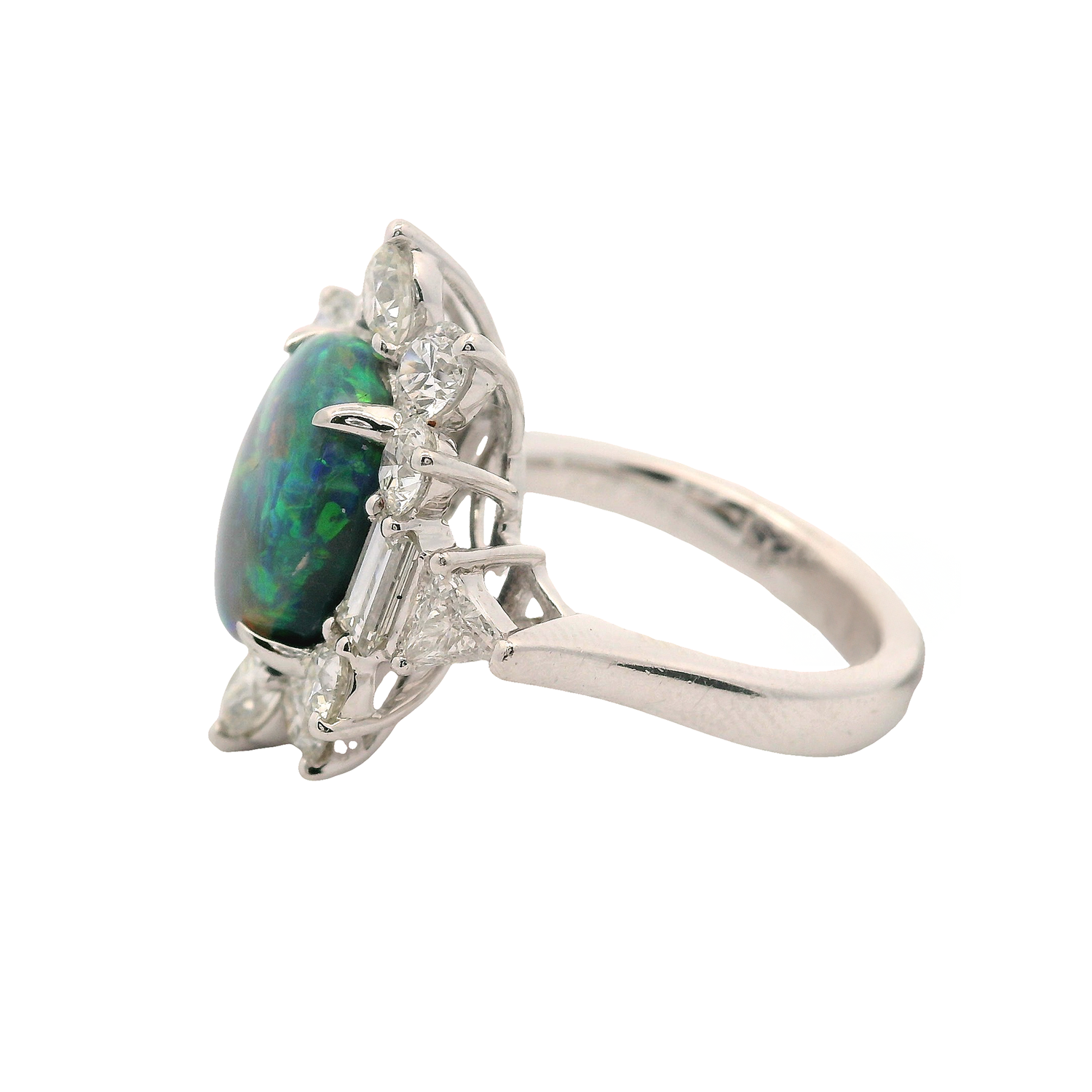 Oval Opal Ring with Diamonds