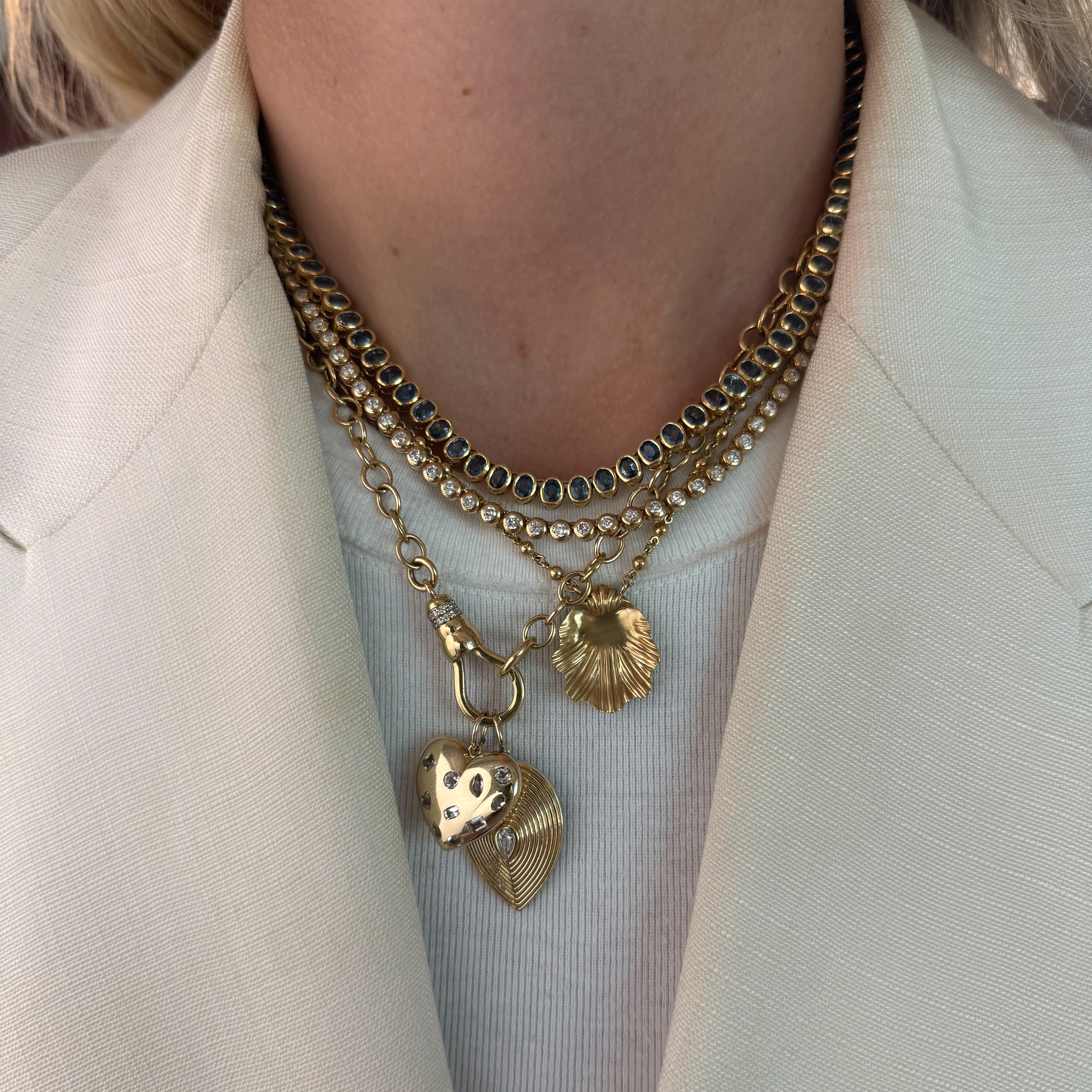 Multishaped White Topaz Puffed Heart Pendant