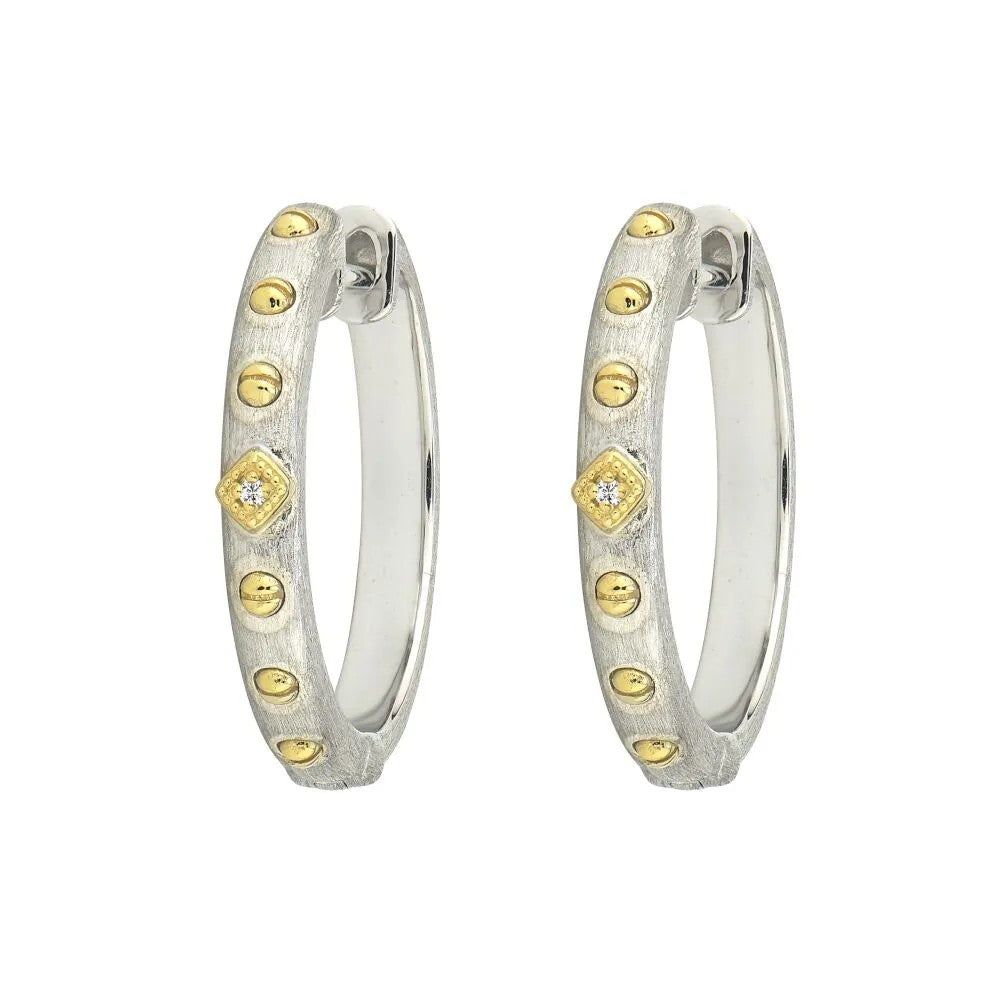 Medium Mixed Metal Beaded Kite Hoop Earrings