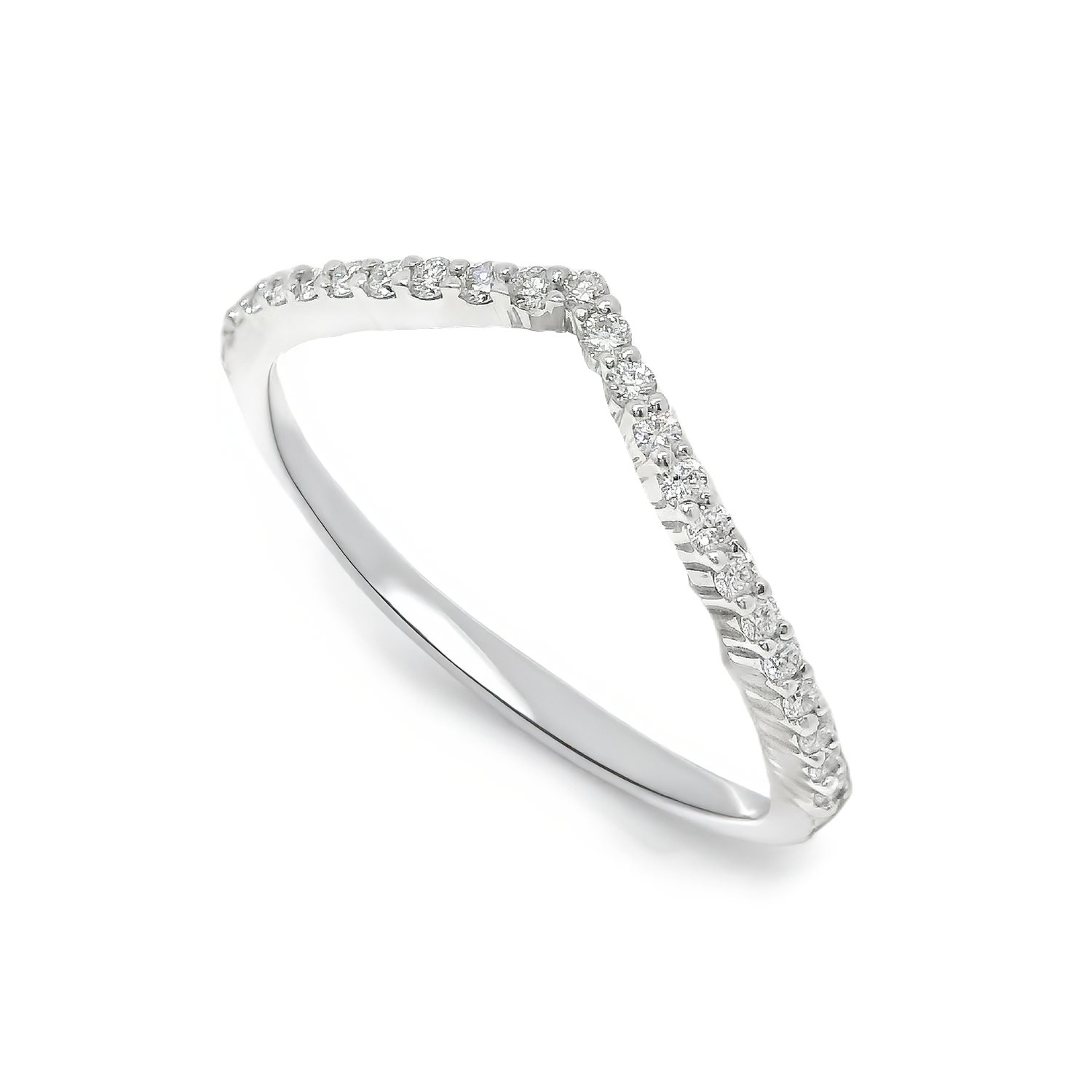 Shared Prong Round Diamond Contour Band