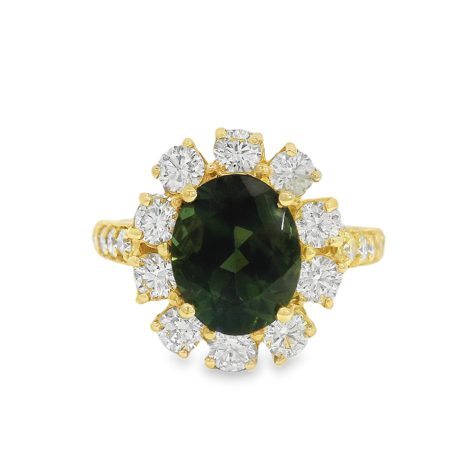 Green Tourmaline & Diamond Ring