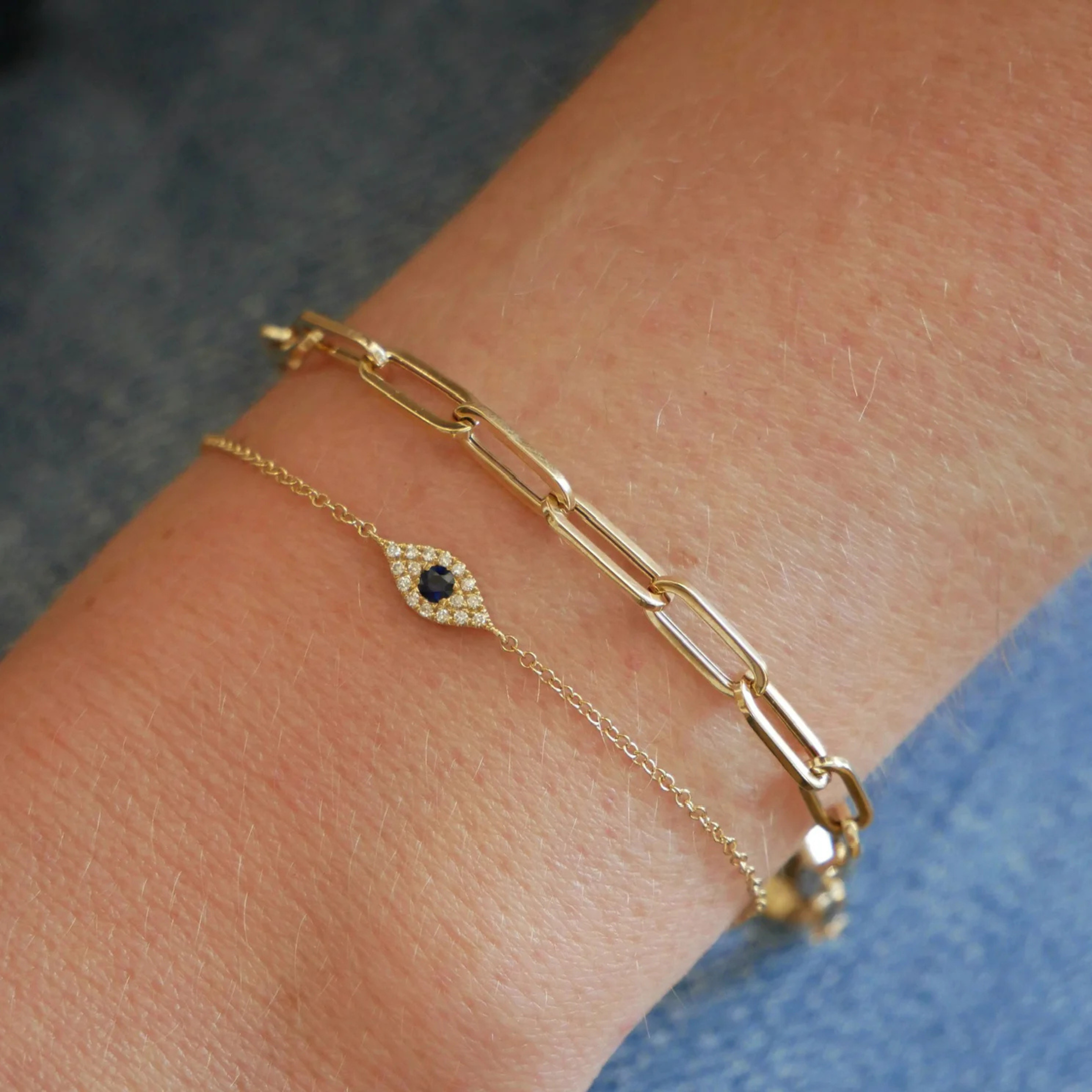 Diamond Evil Eye Chain Bracelet