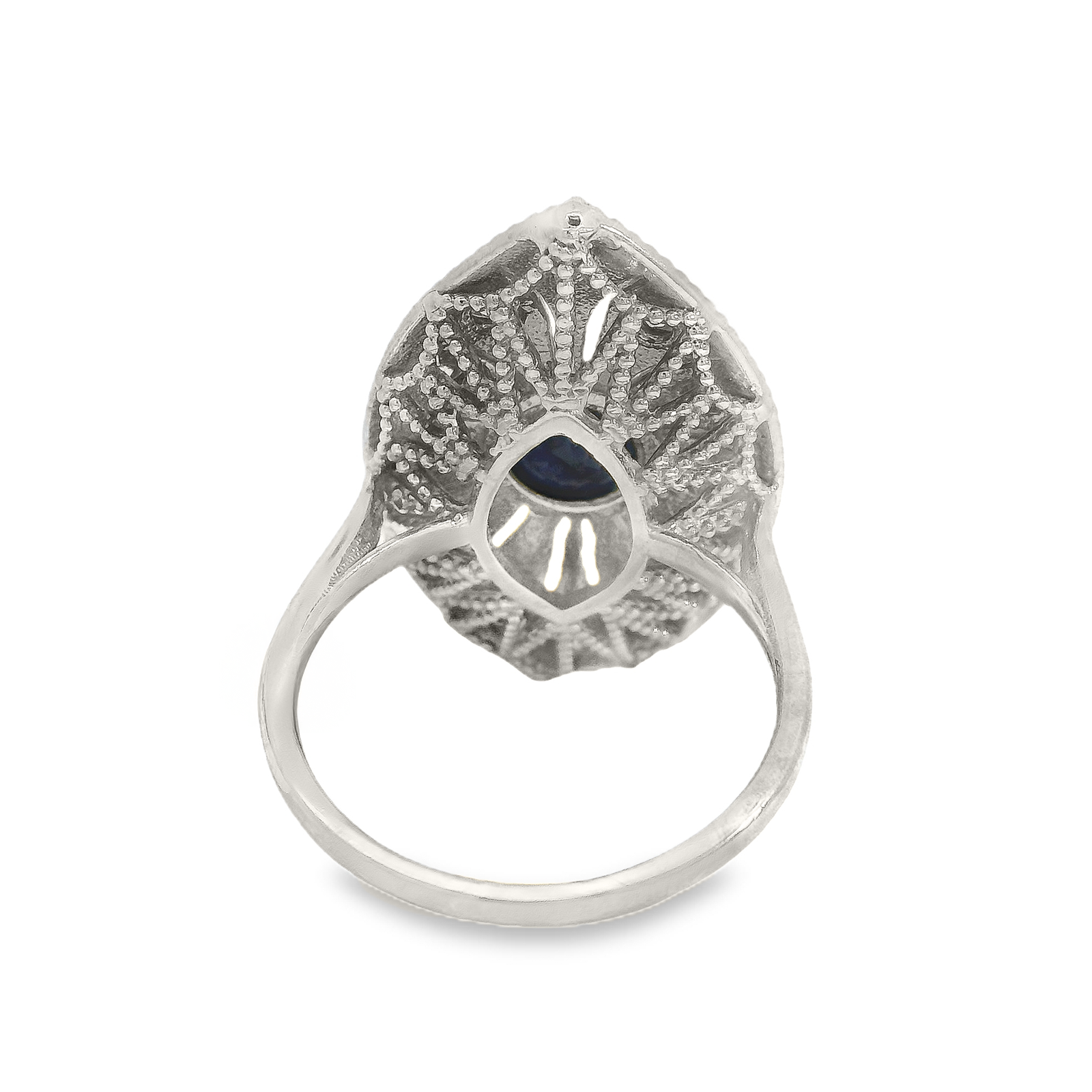 Vintage Round Sapphire and Round Brilliant Cut Diamond Ring