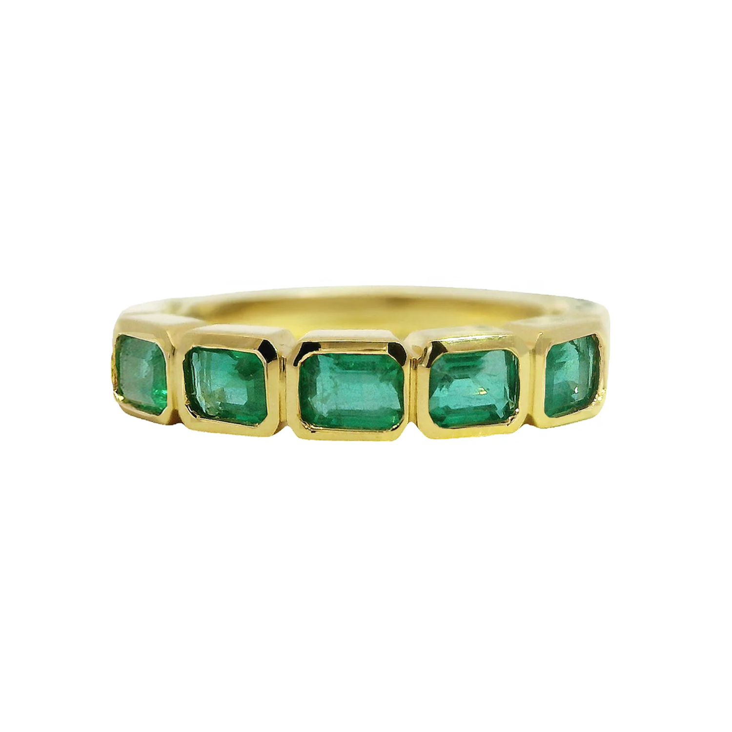 East-West Bezel Emerald Half-Band