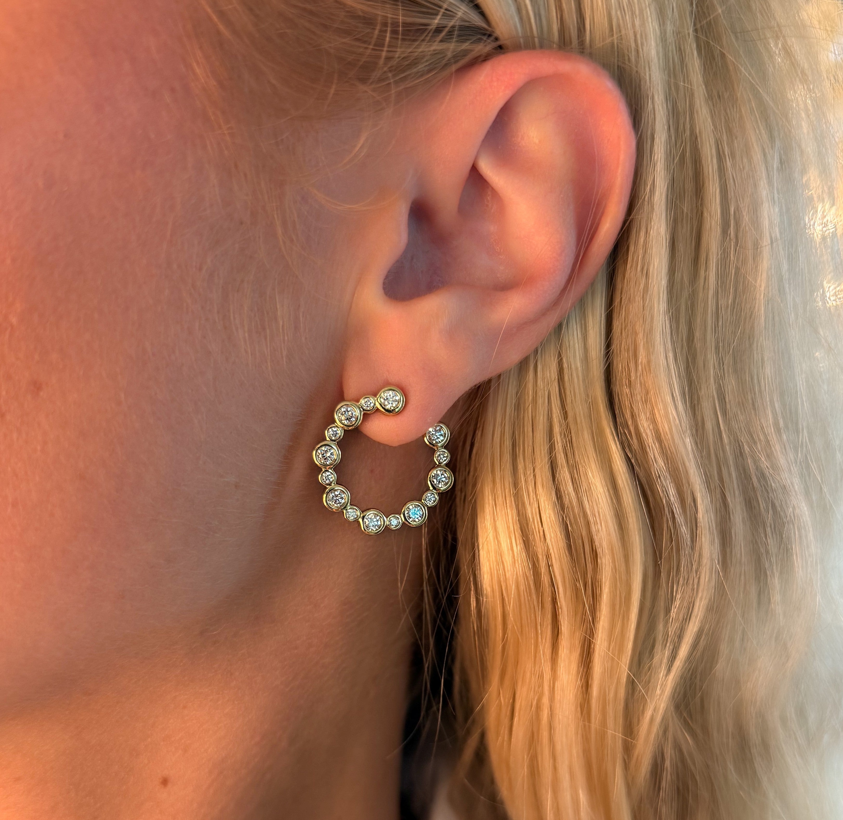 Aura Forward Facing Diamond Hoop Earrings