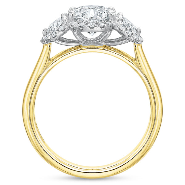 New Aire 3 Stone Contouring Halo Engagement Ring Mounting