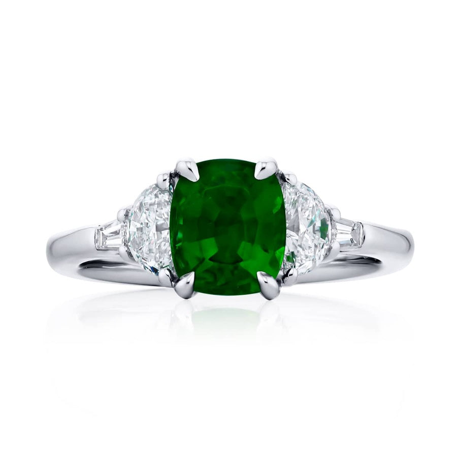 Platinum Cushion-Cut Emerald Certified Ring