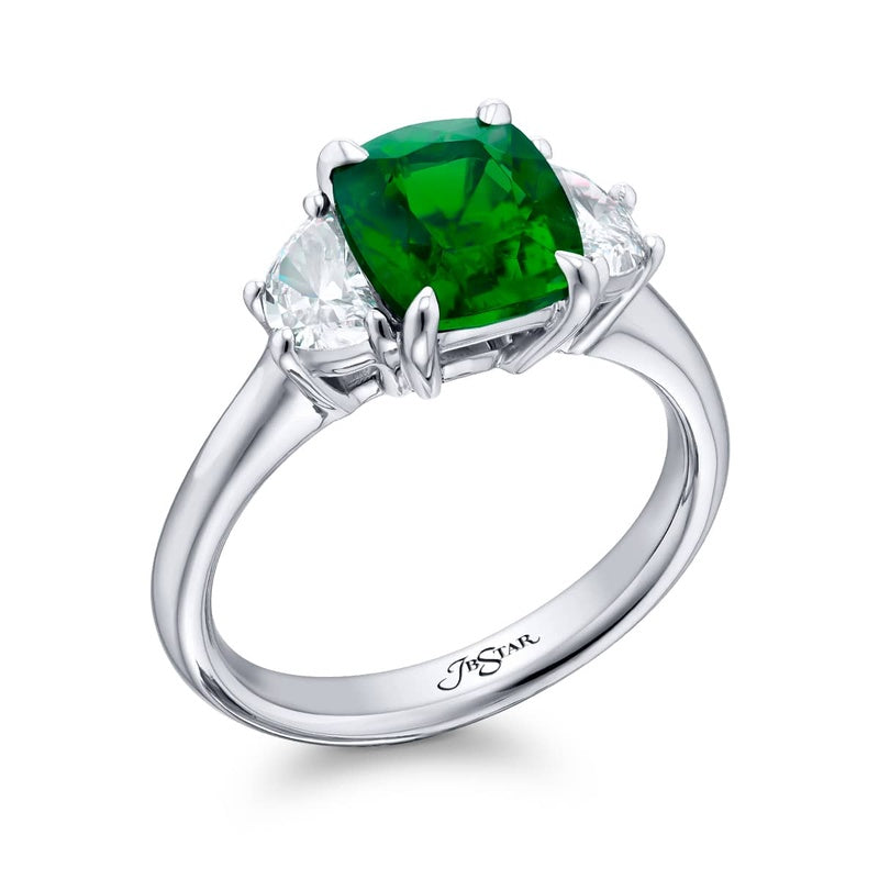 Platinum Cushion-Cut Emerald Certified Ring