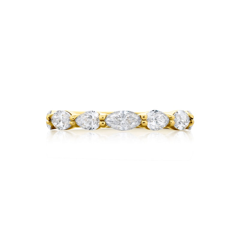 18K Yellow Gold Marquise and Pear-Shaped Diamond East-West Band