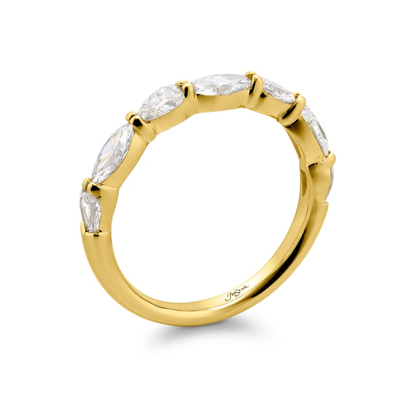 18K Yellow Gold Marquise and Pear-Shaped Diamond East-West Band