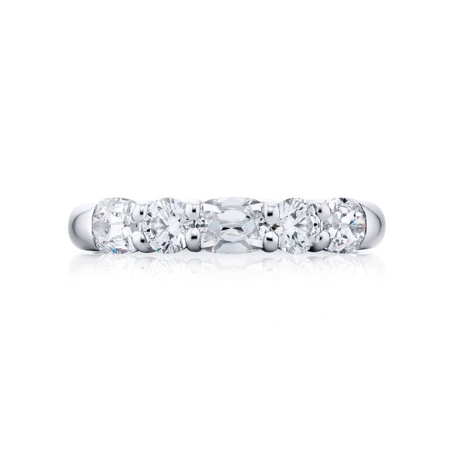 Platinum Vintage Cushion-Cut Diamond East-West Band