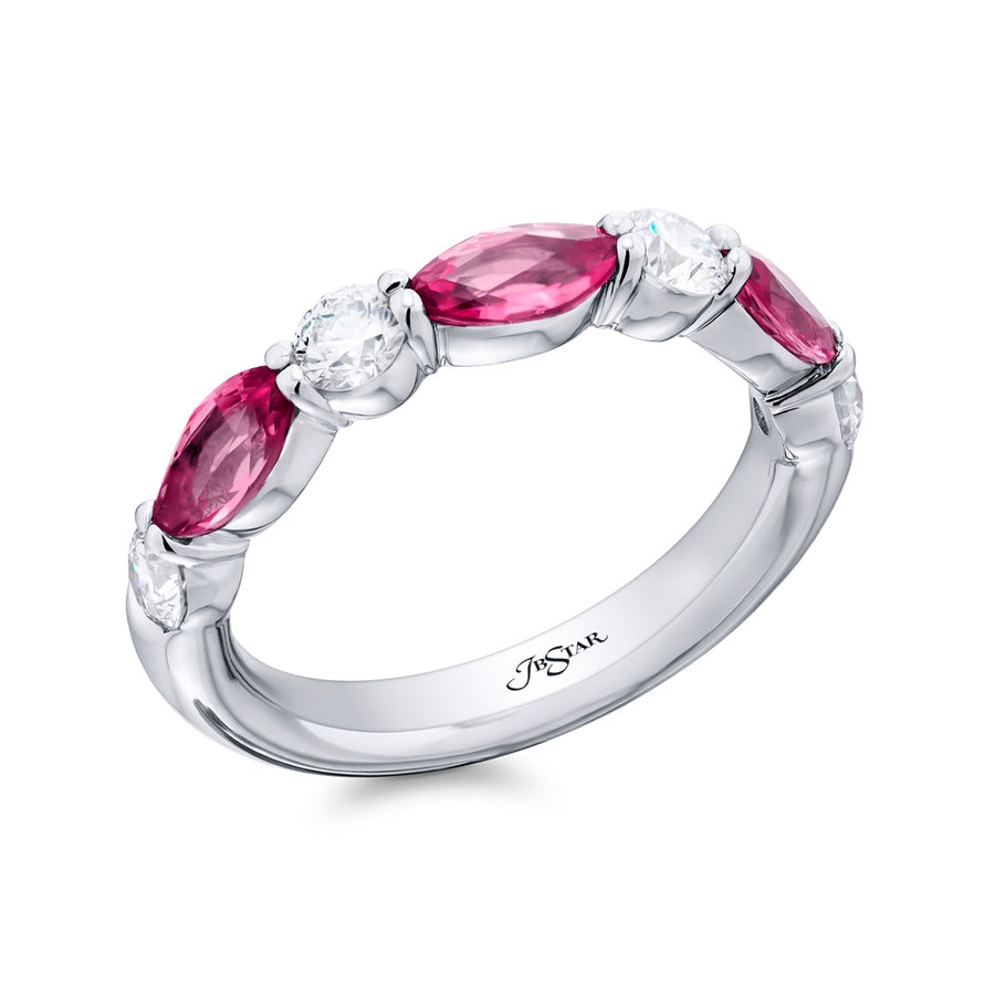 Platinum Marquise Pink Sapphire East-West Band