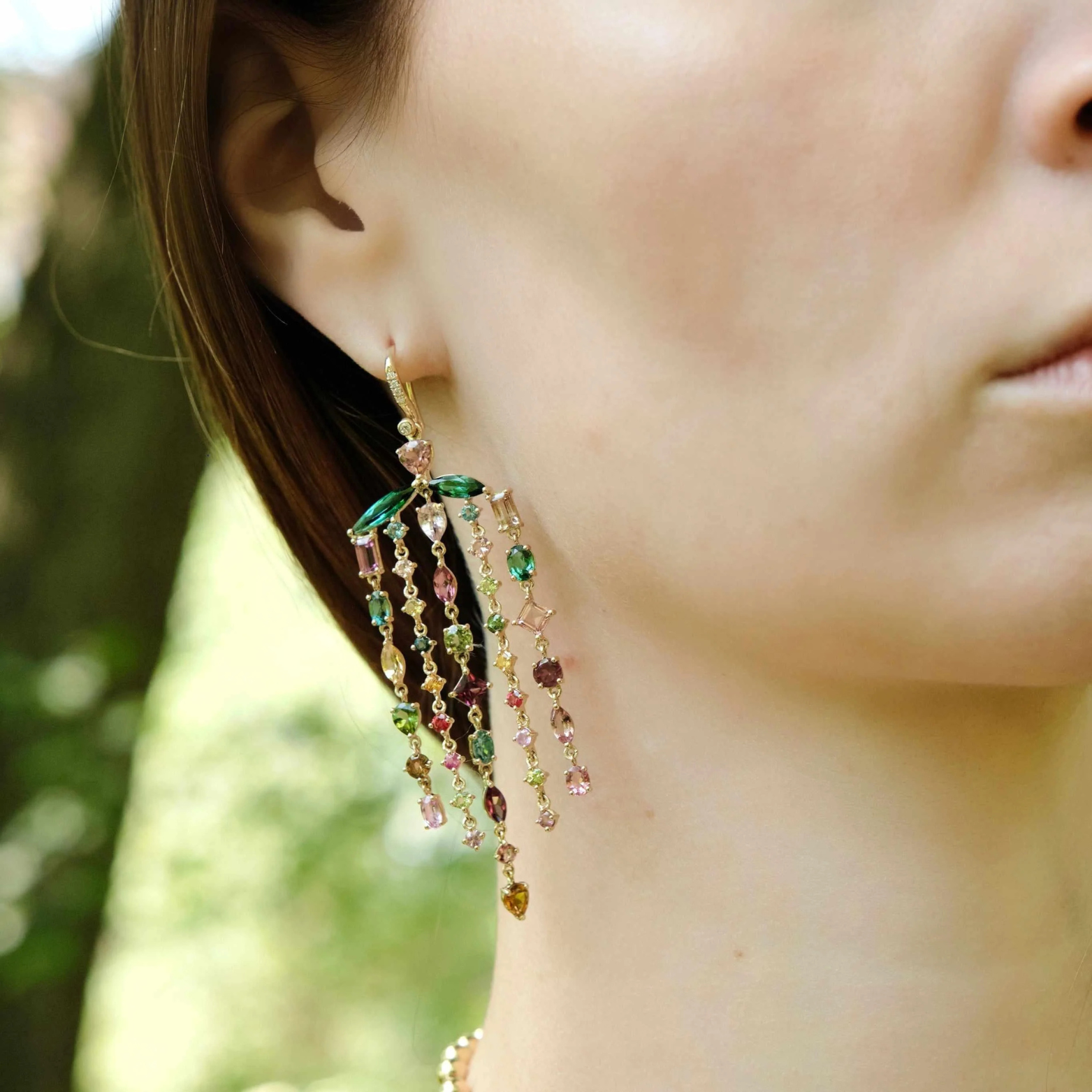 Mixed Tourmaline Fringe Earrings
